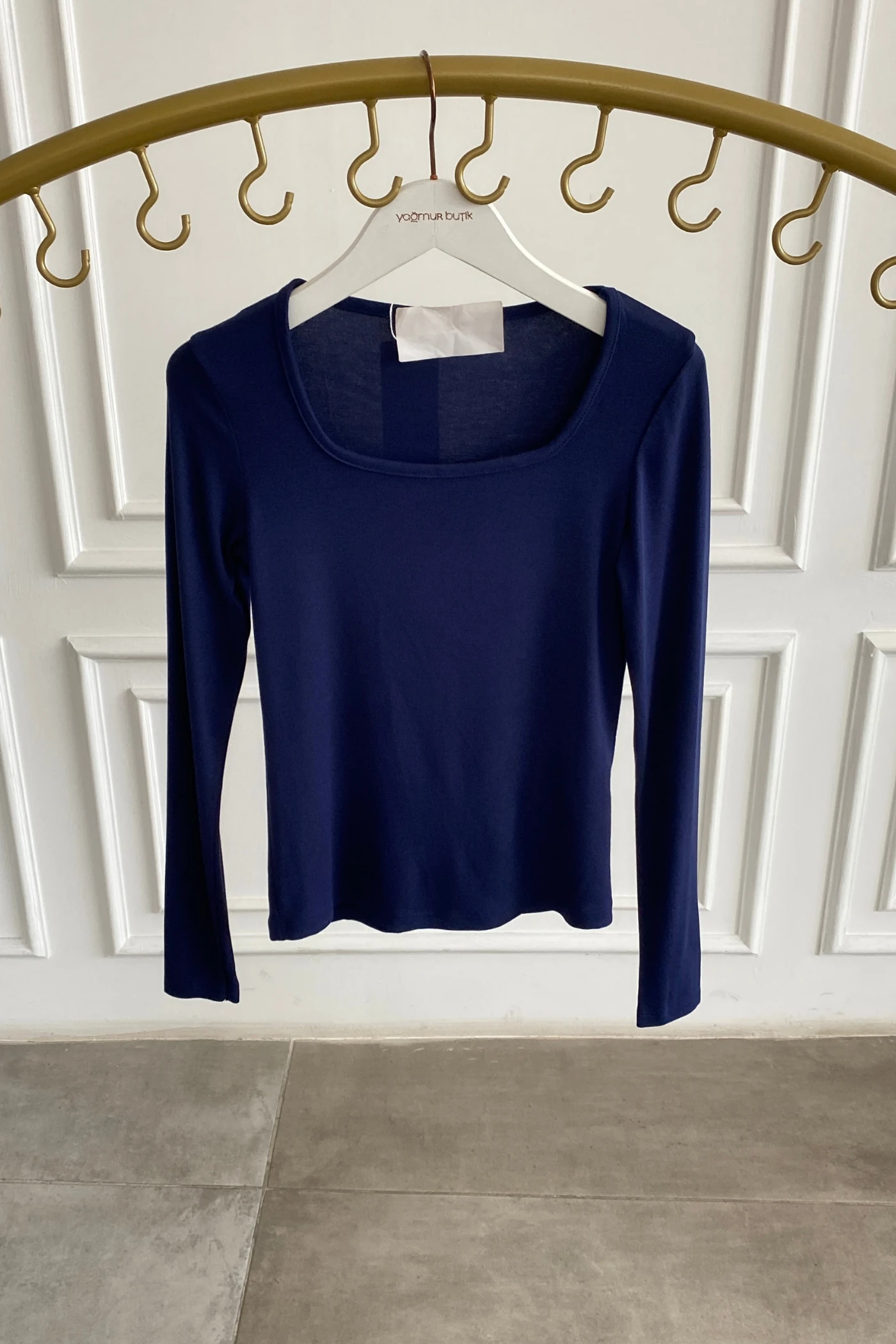 Kare Yaka Uzun Kollu Badi - LACIVERT