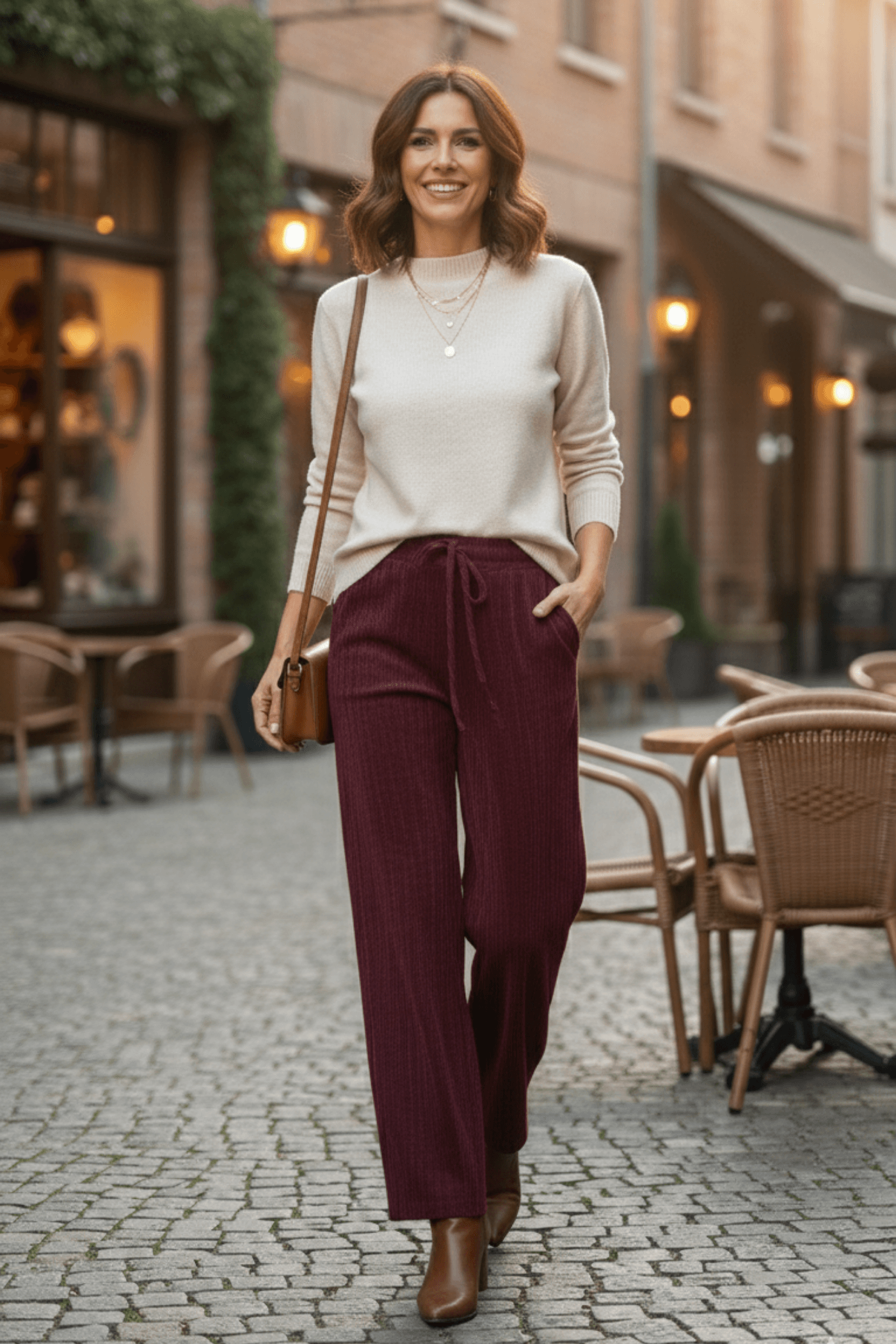 Kadife Fitilli Bol Paça Pantolon