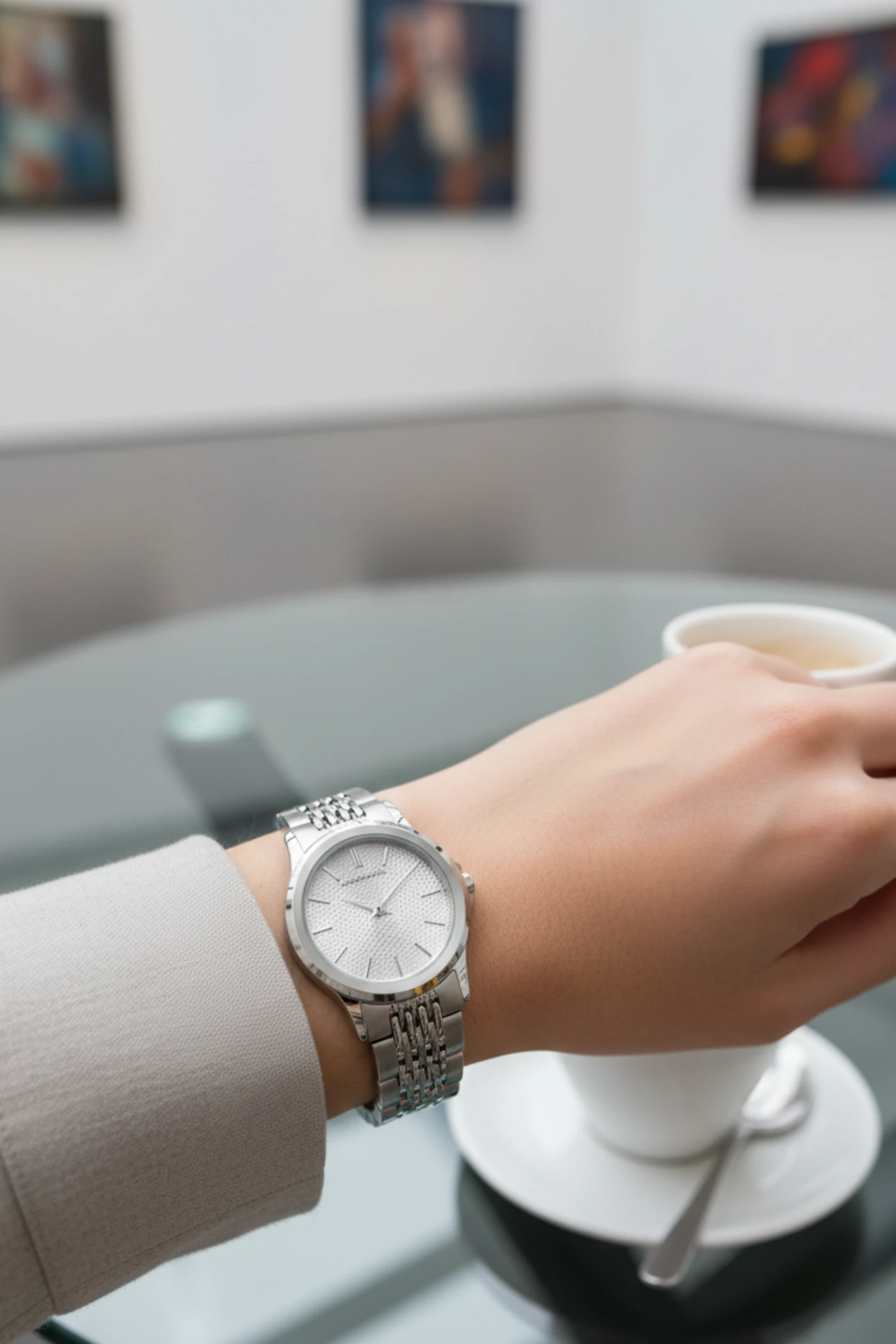 ST57 KADIN KOL SAATİ - GÜMÜŞ (İÇİ MAVİ )