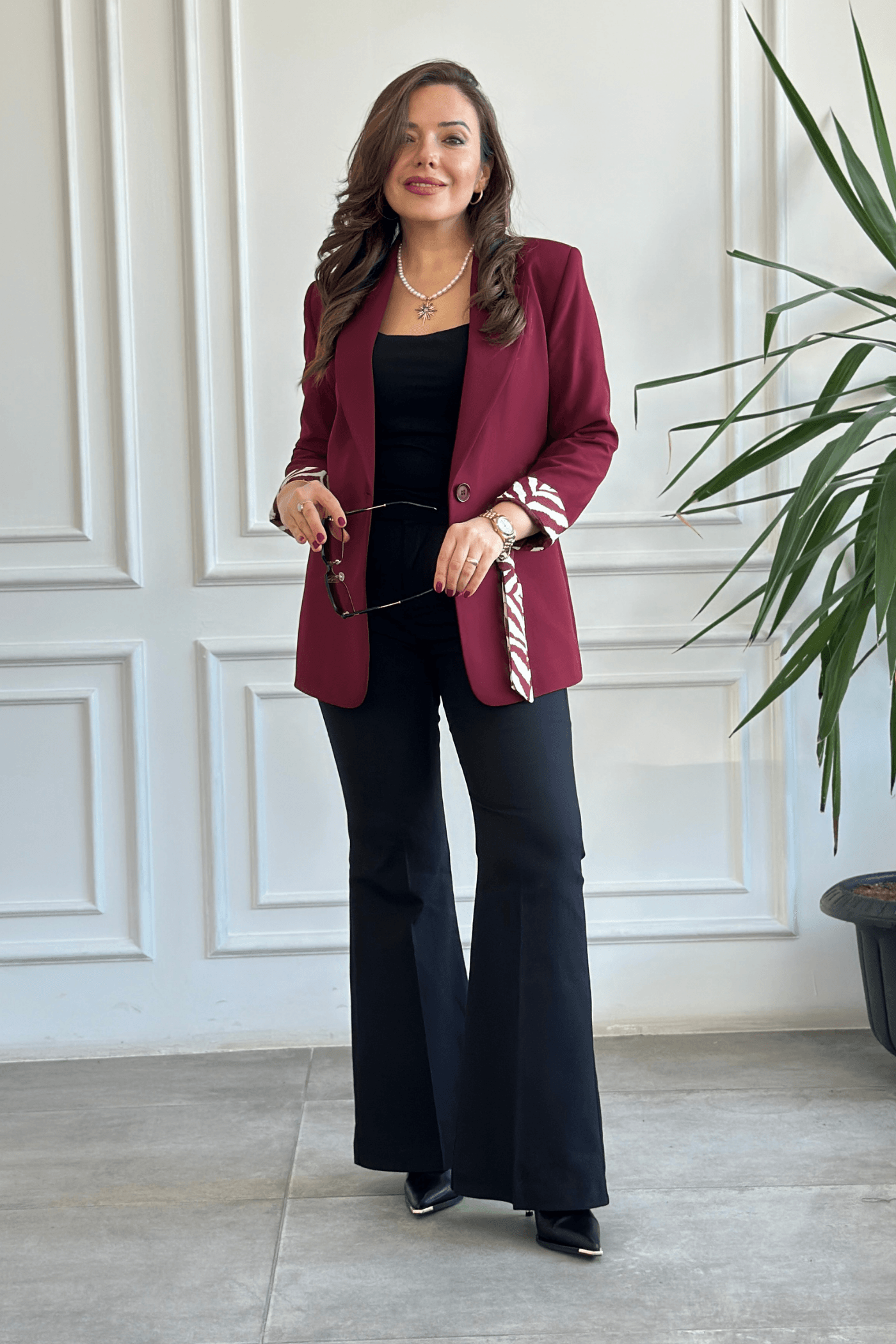 Cebi Fularlı Blazer Ceket