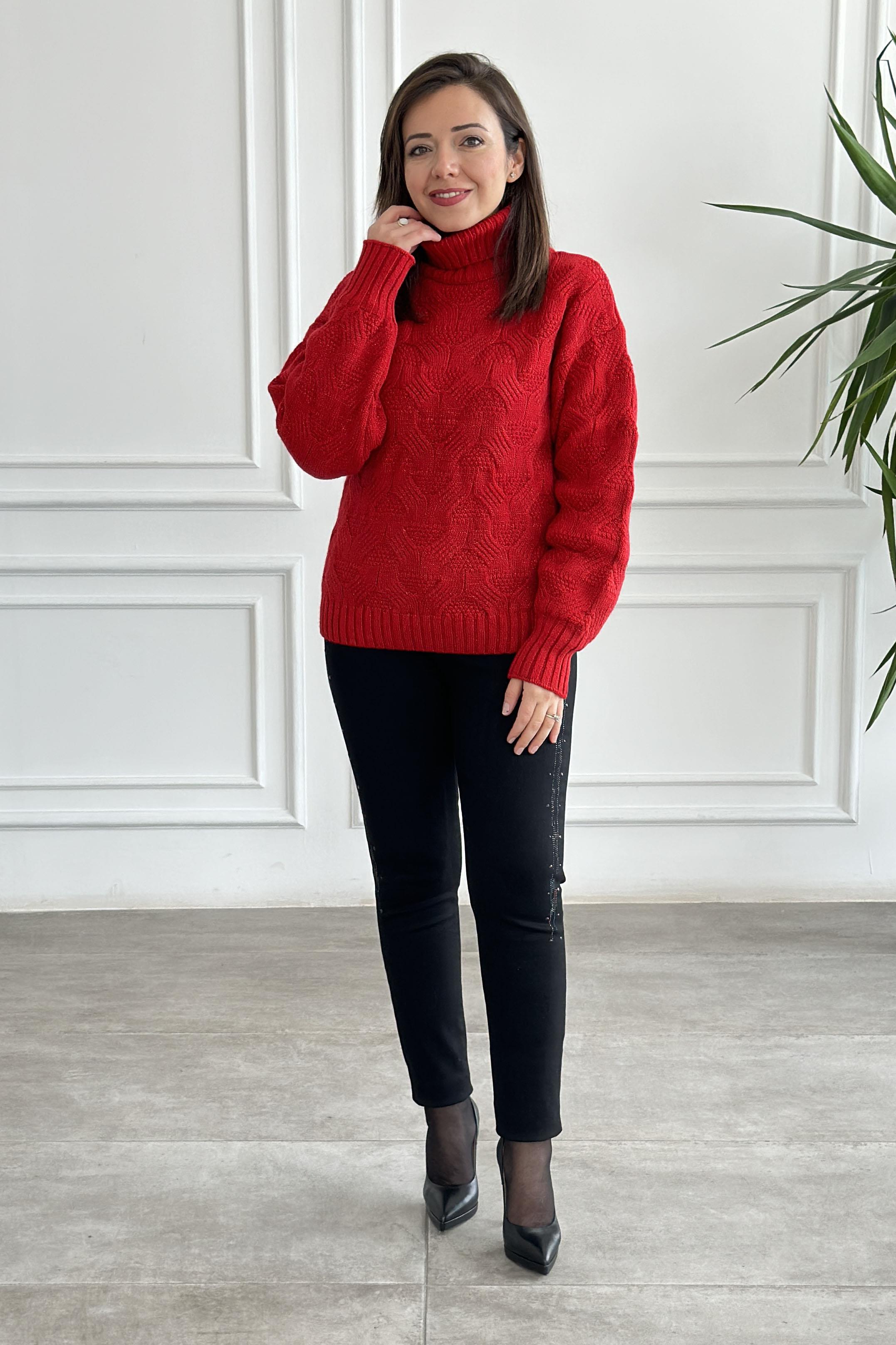 Büyük Beden Yüksek Bel Likralı Kenar Taş İşlemeli Kot Pantolon