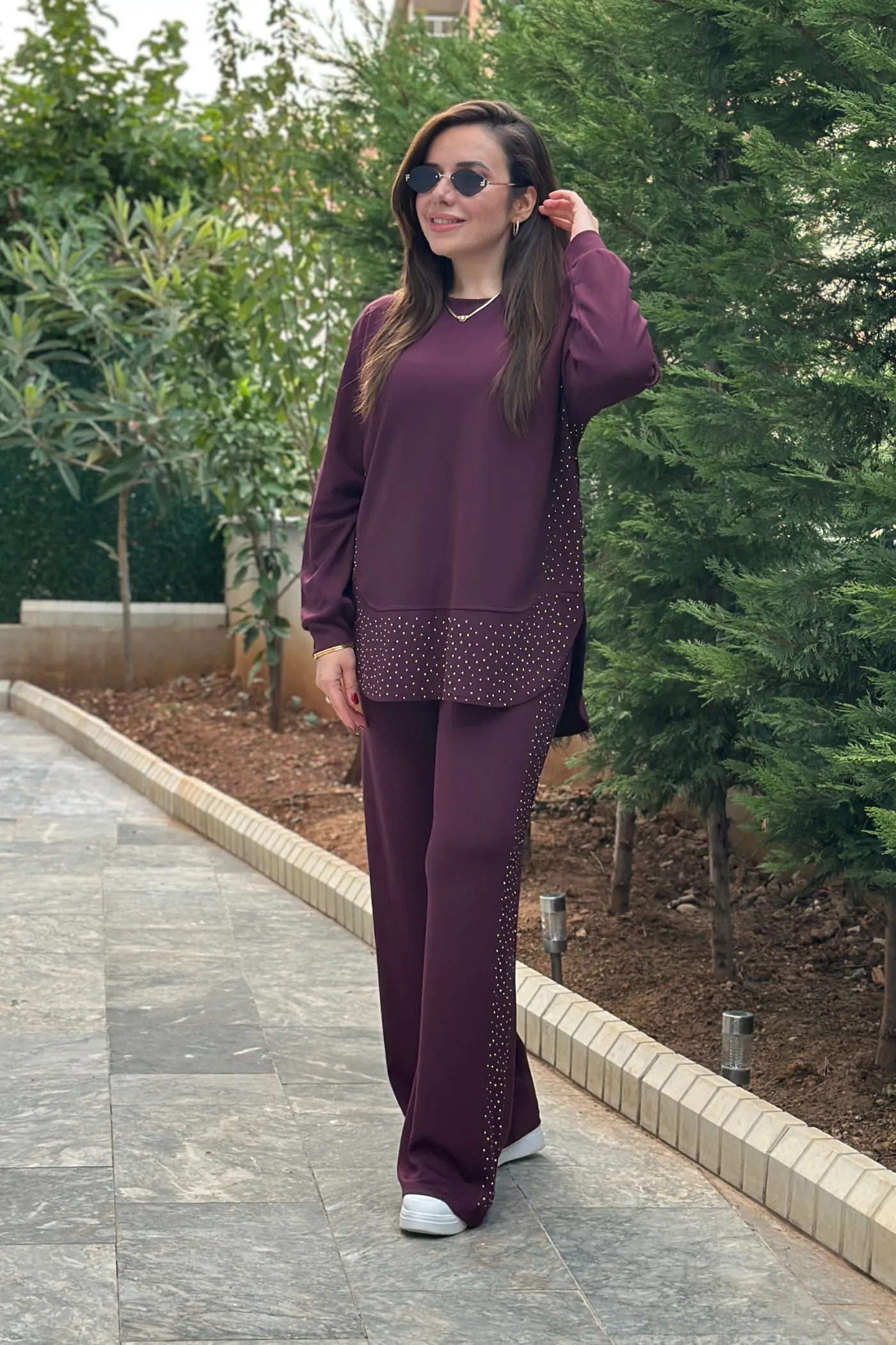 Etek Ucu Ve Yanları Taş Detaylı Takım - MURDUM