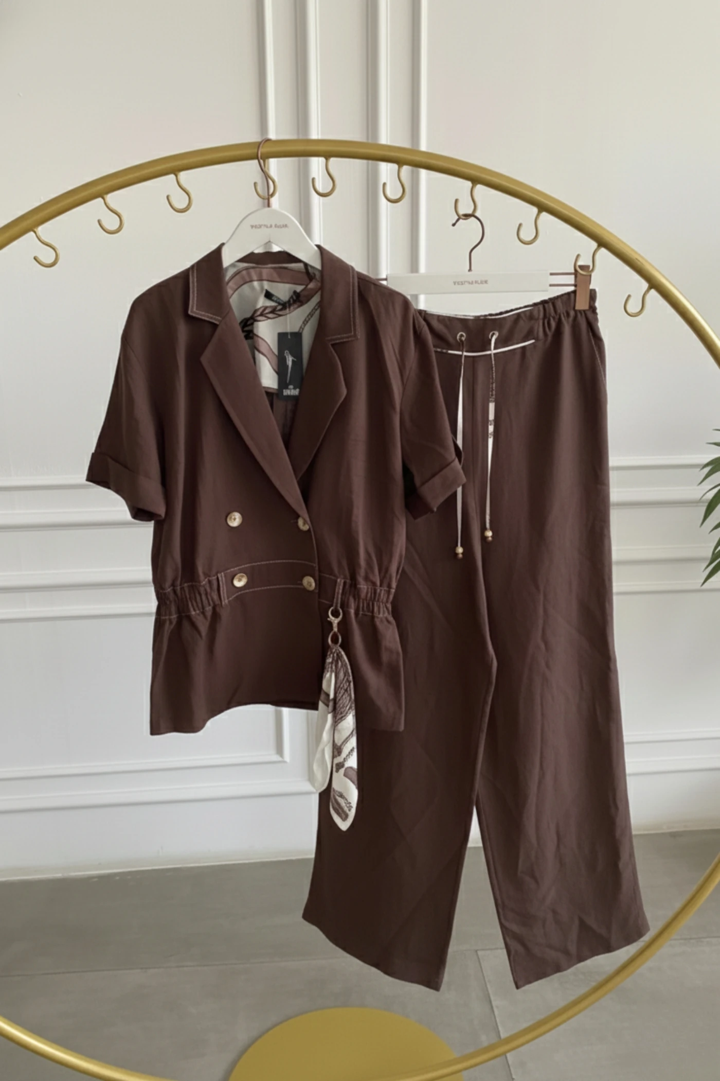 Kısa Kollu Keten Takım 