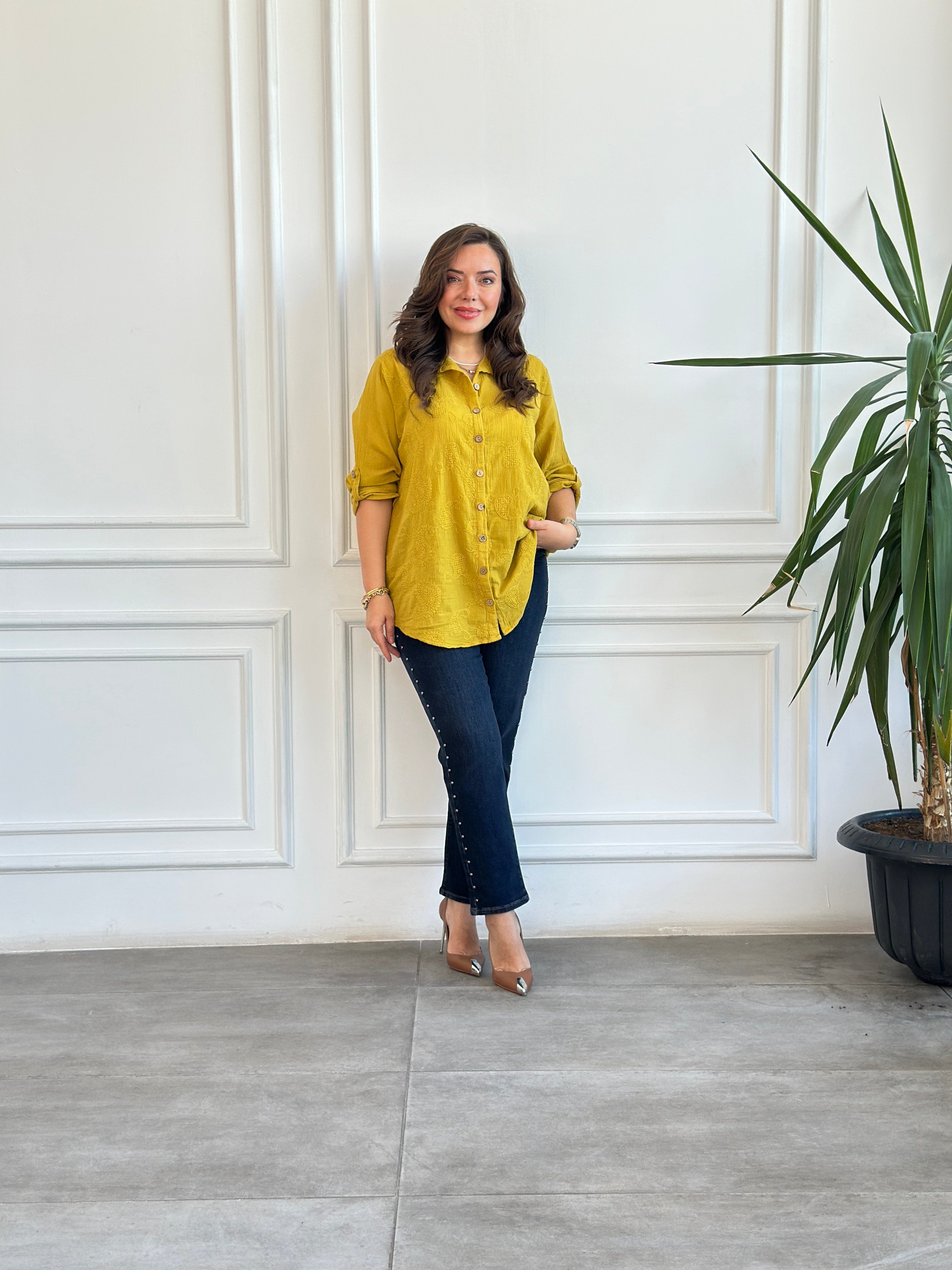 Cep Ve Yanları Drop Taş Detaylı Mom Jean - KAHVE TINT