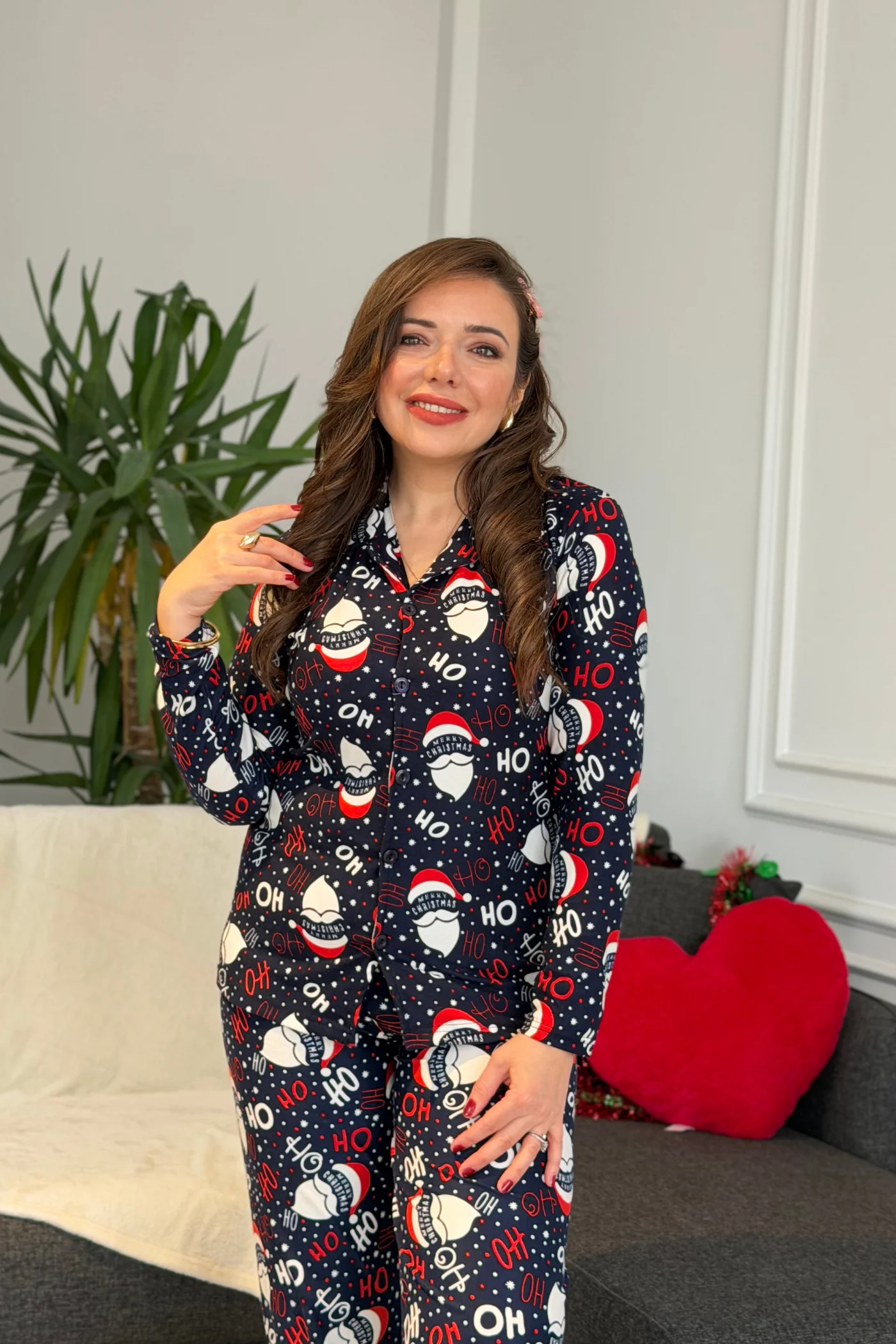 Şapka Desenli Pijama Takımı