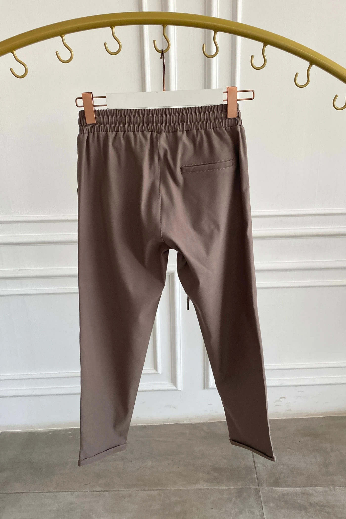 Beli Lastikli Duble Paça Pantolon - ACIK KAHVE