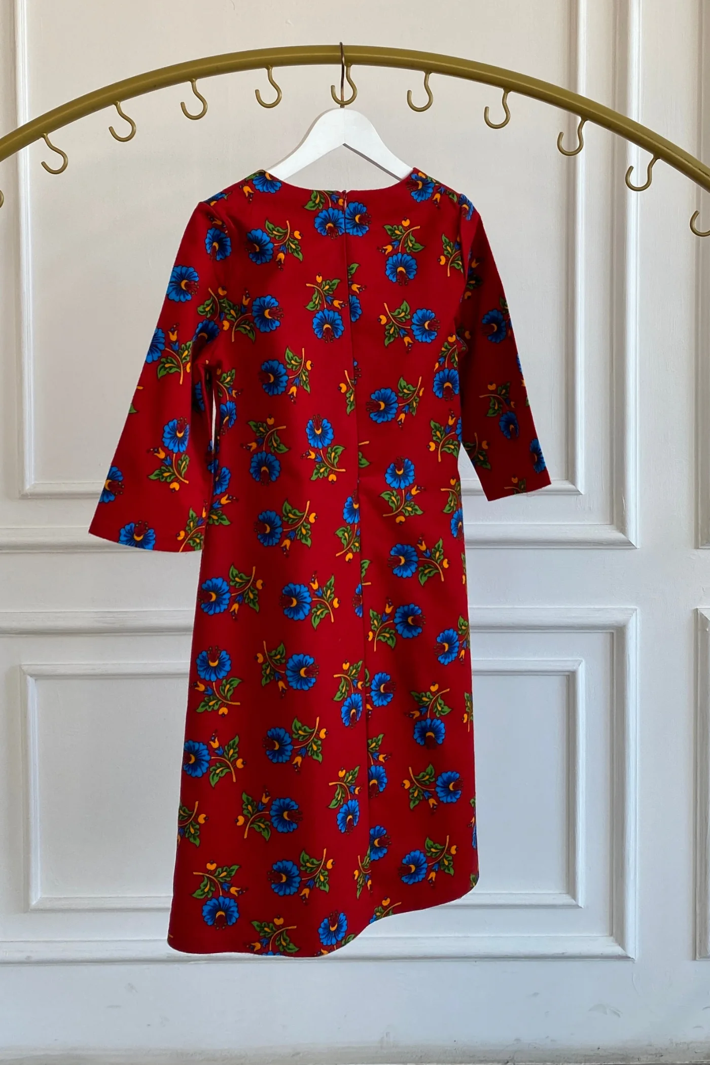 Kare Yaka Pazen Elbise - KIRMIZI