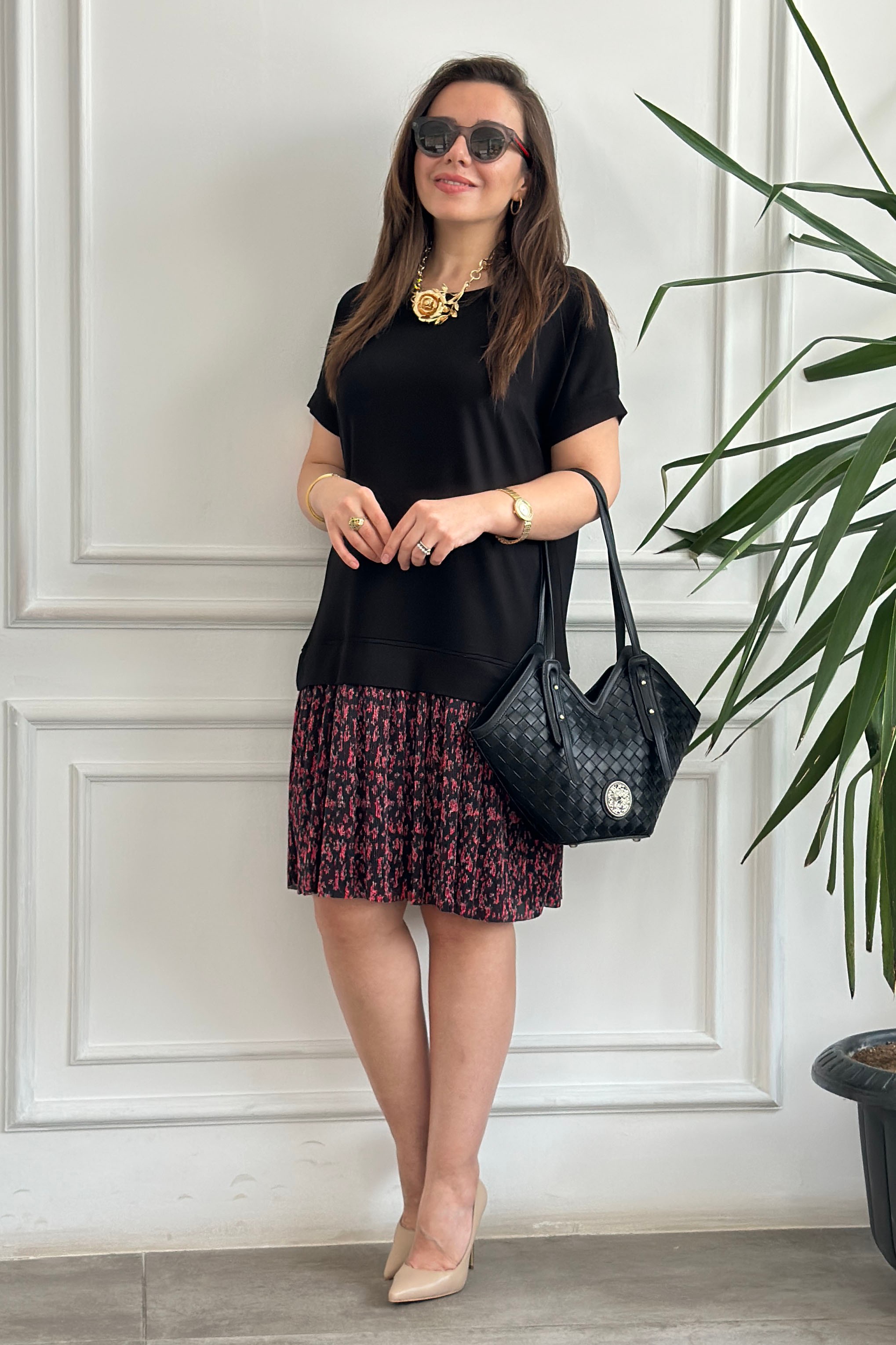 Çiçek Pilise Detaylı Sweat Elbise