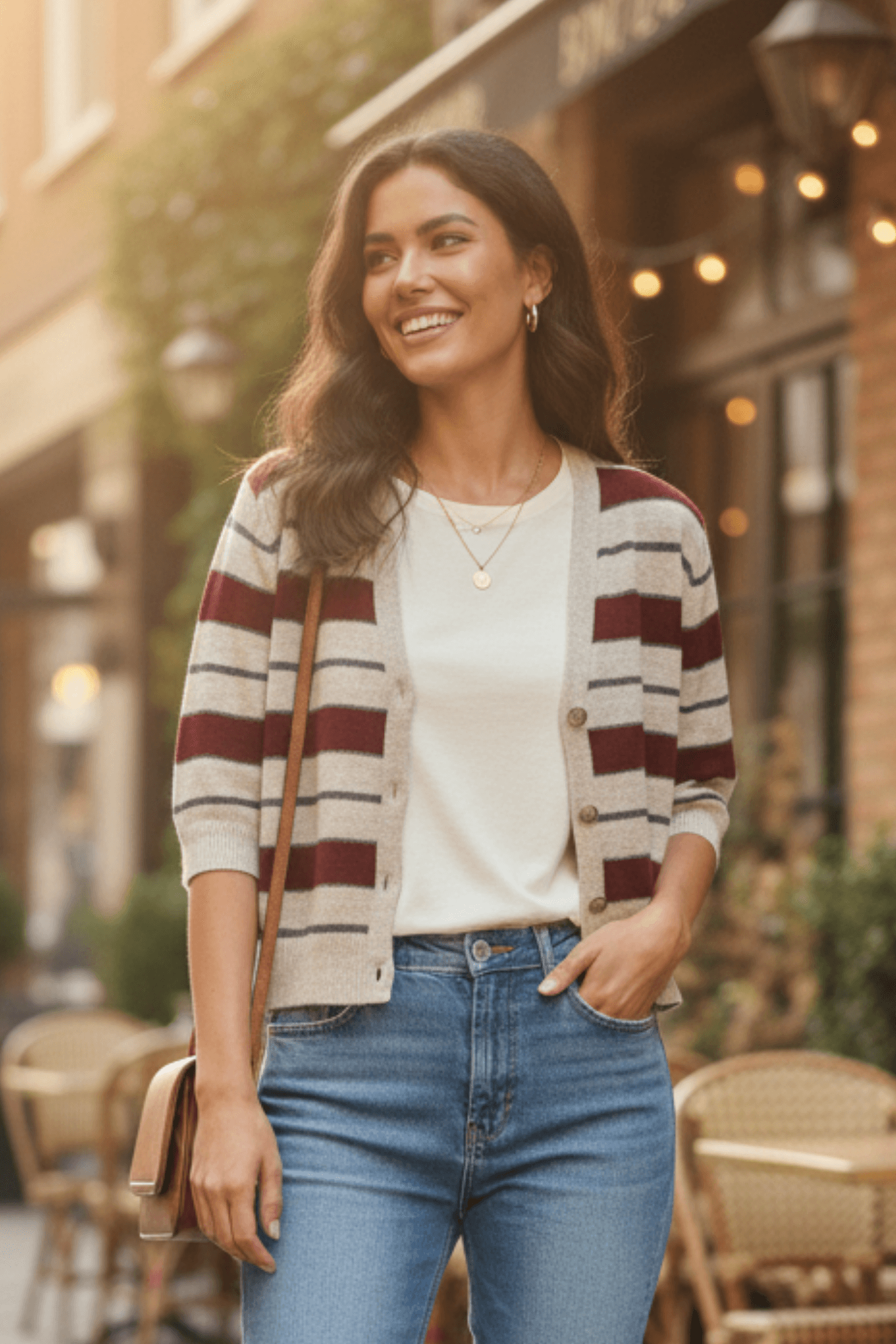 Kalın Çizgili Triko Ceket