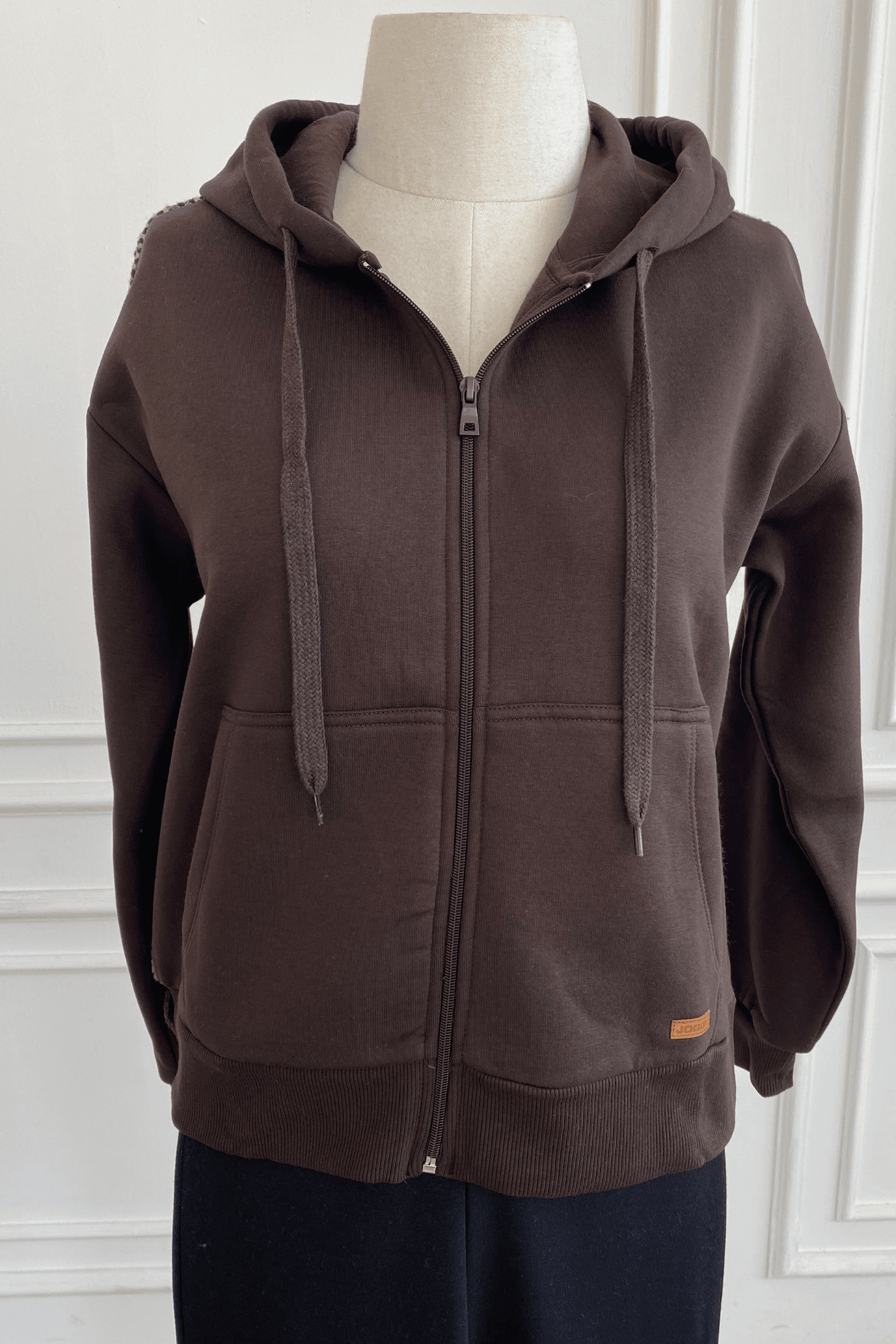 Arkası Triko Detaylı Kapşonlu Sweat Ceket