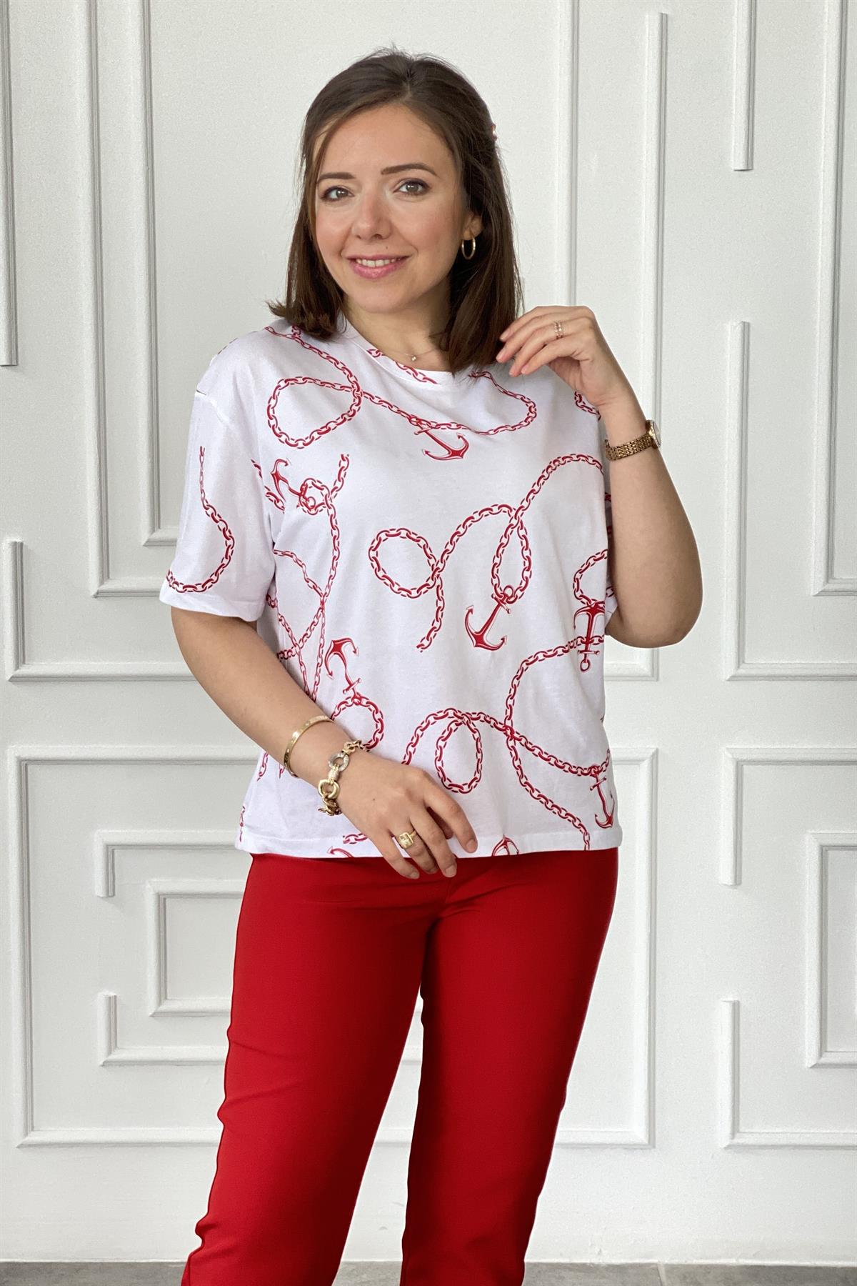 Çapa Desenli T-Shirt