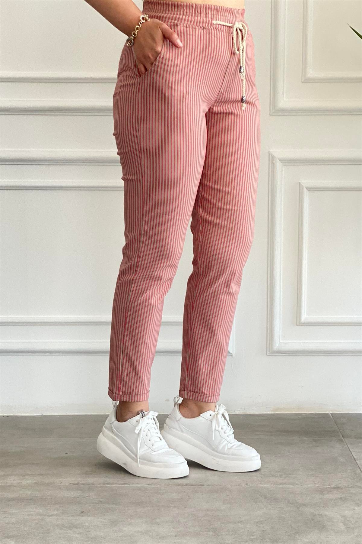 Duble Paça Bel Lastikli Pantolon