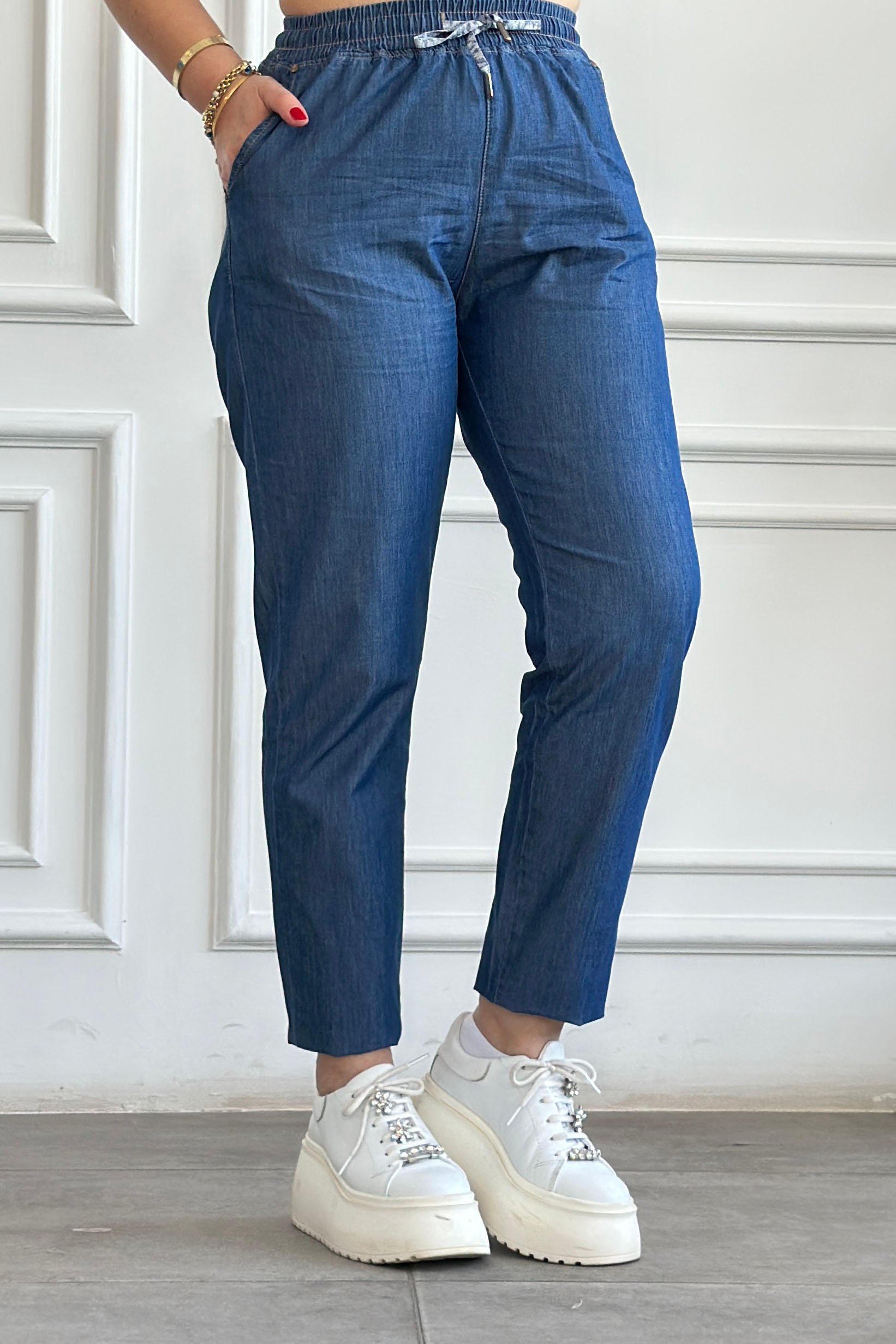 Beli Lastikli Spor Pantolon  - LACIVERT