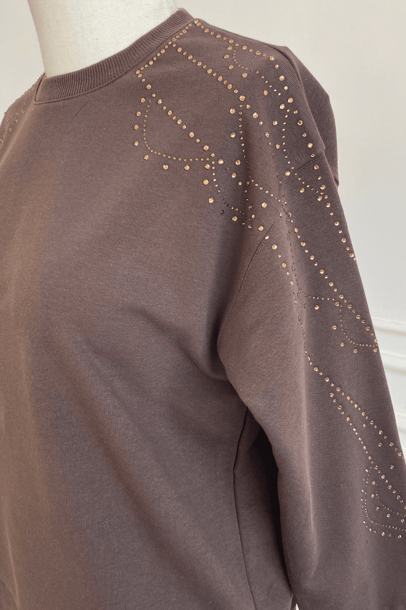 Yaka Ve Kolları Taş Detaylı Sweat