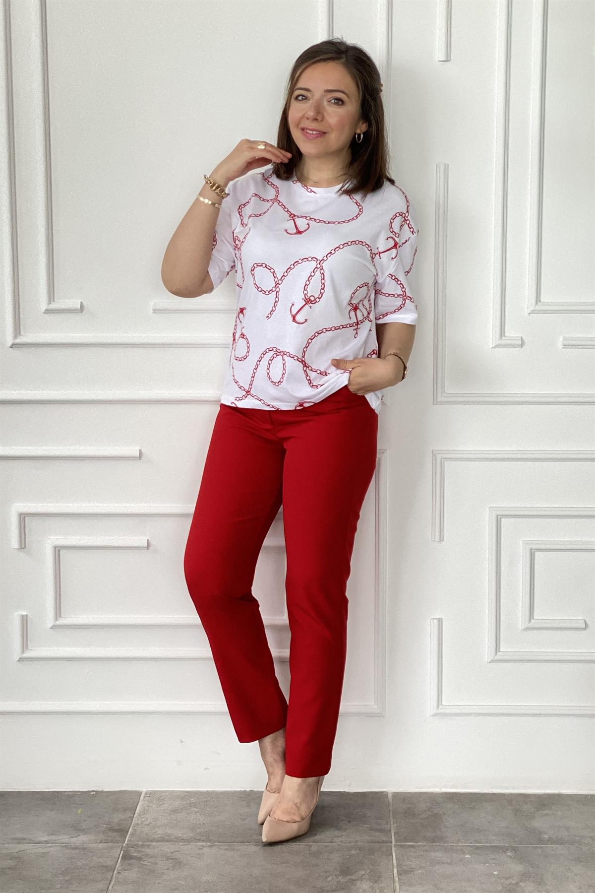 Çapa Desenli T-Shirt