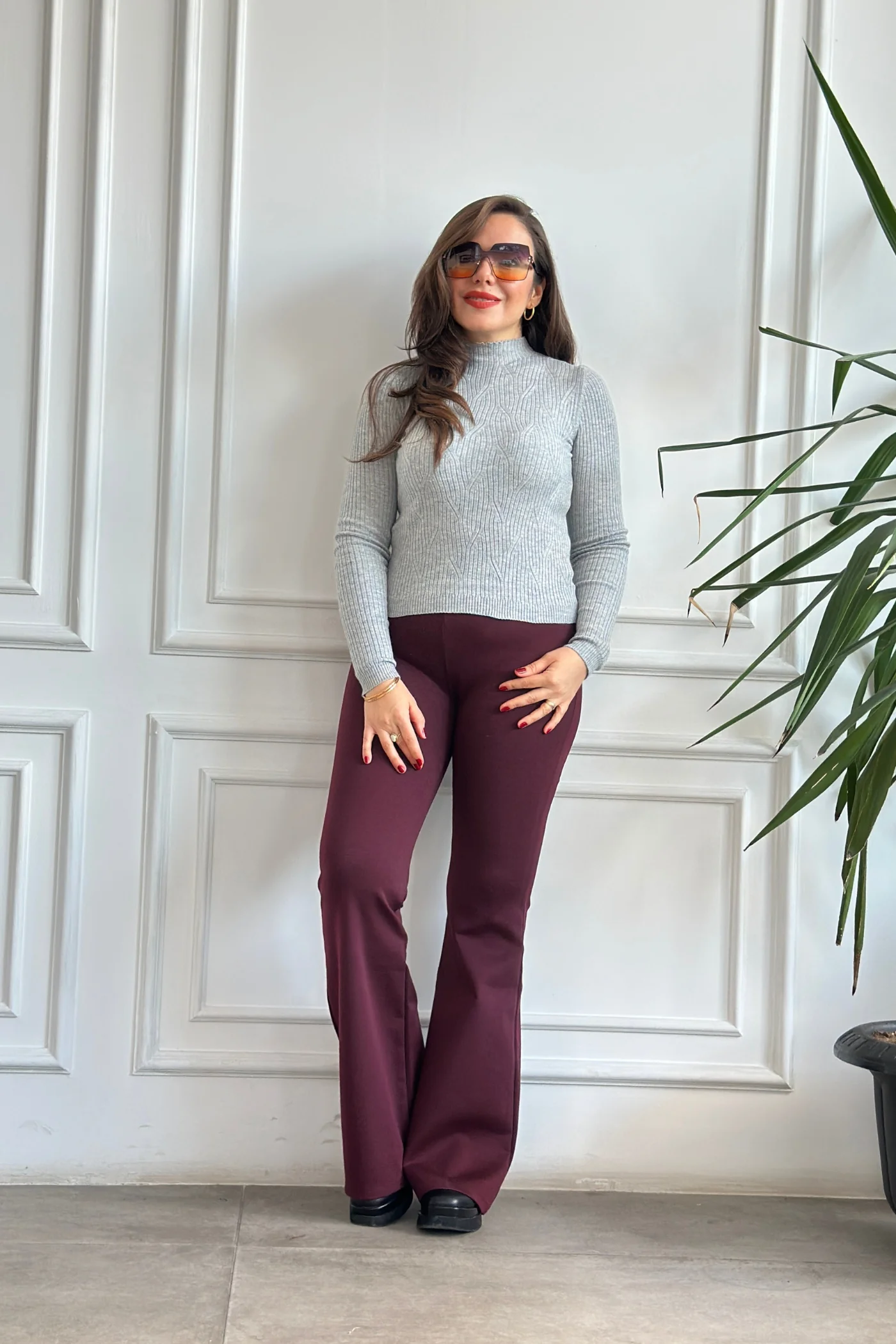 Yarım Balıkçı Fitilli Triko - Gri