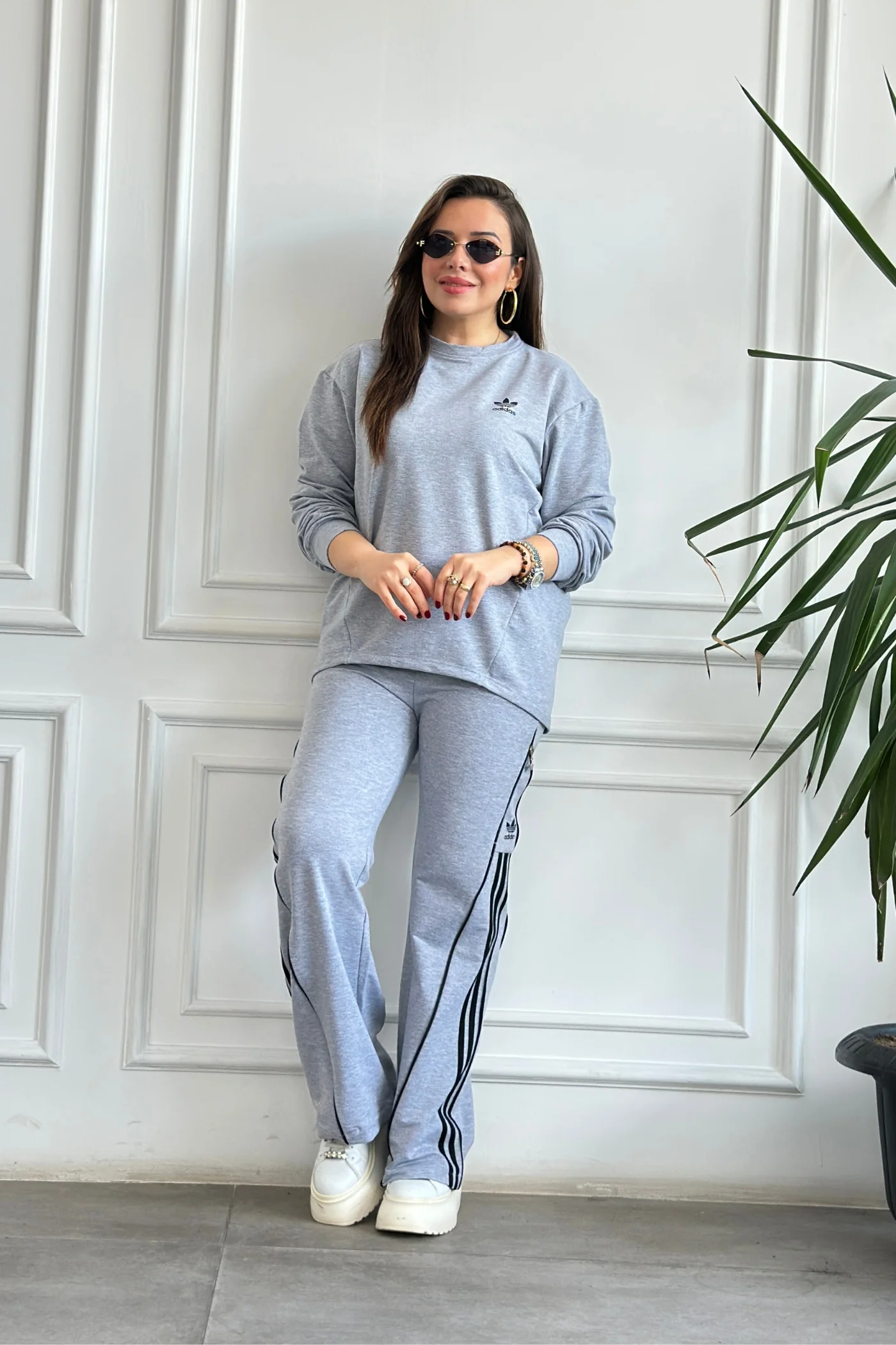 Arkası Ve Paçası Fermuar Detaylı Eşofman Takımı - Gri