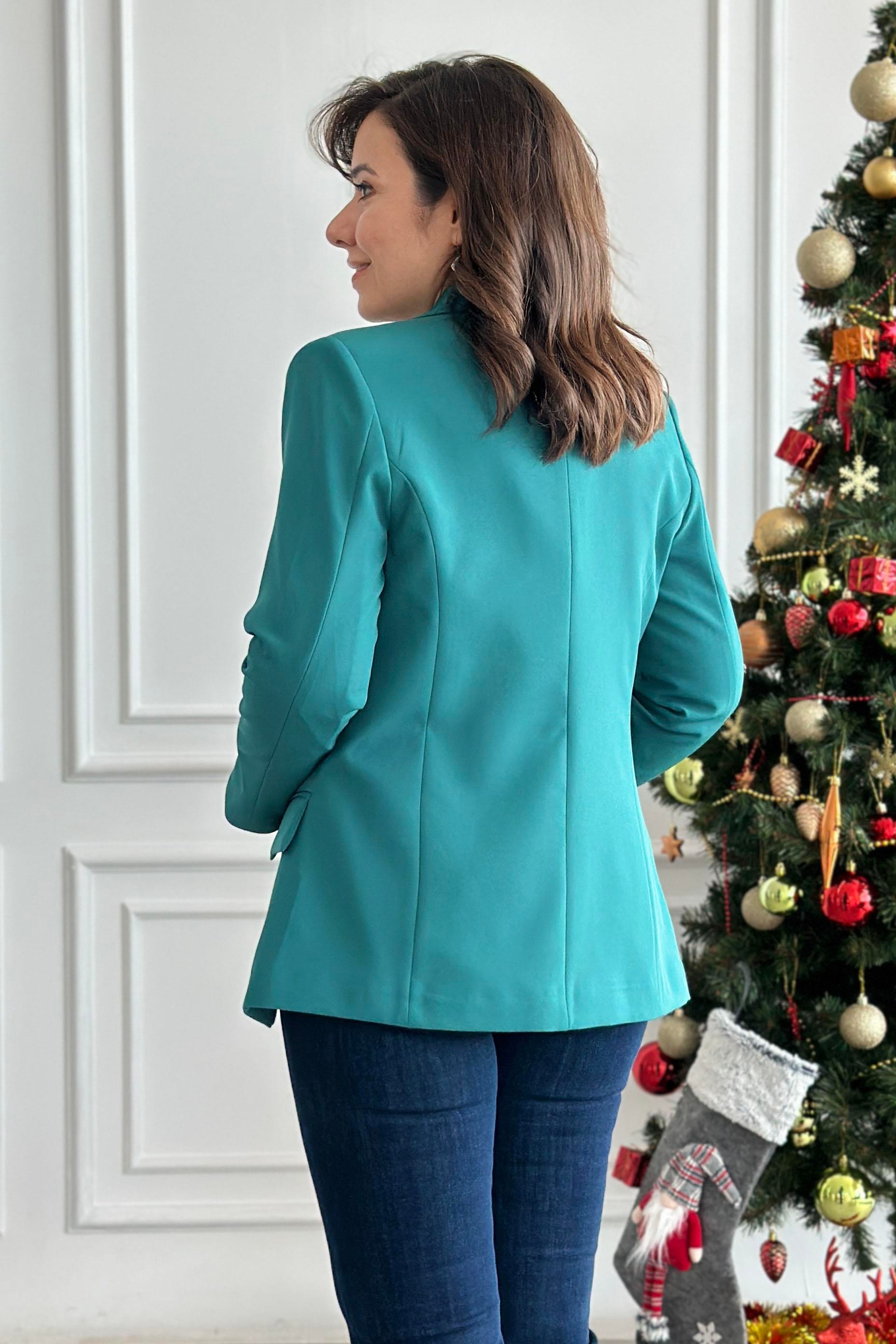 Üç Taşlı Halka Detaylı Çıtçıtlı Blazer Ceket