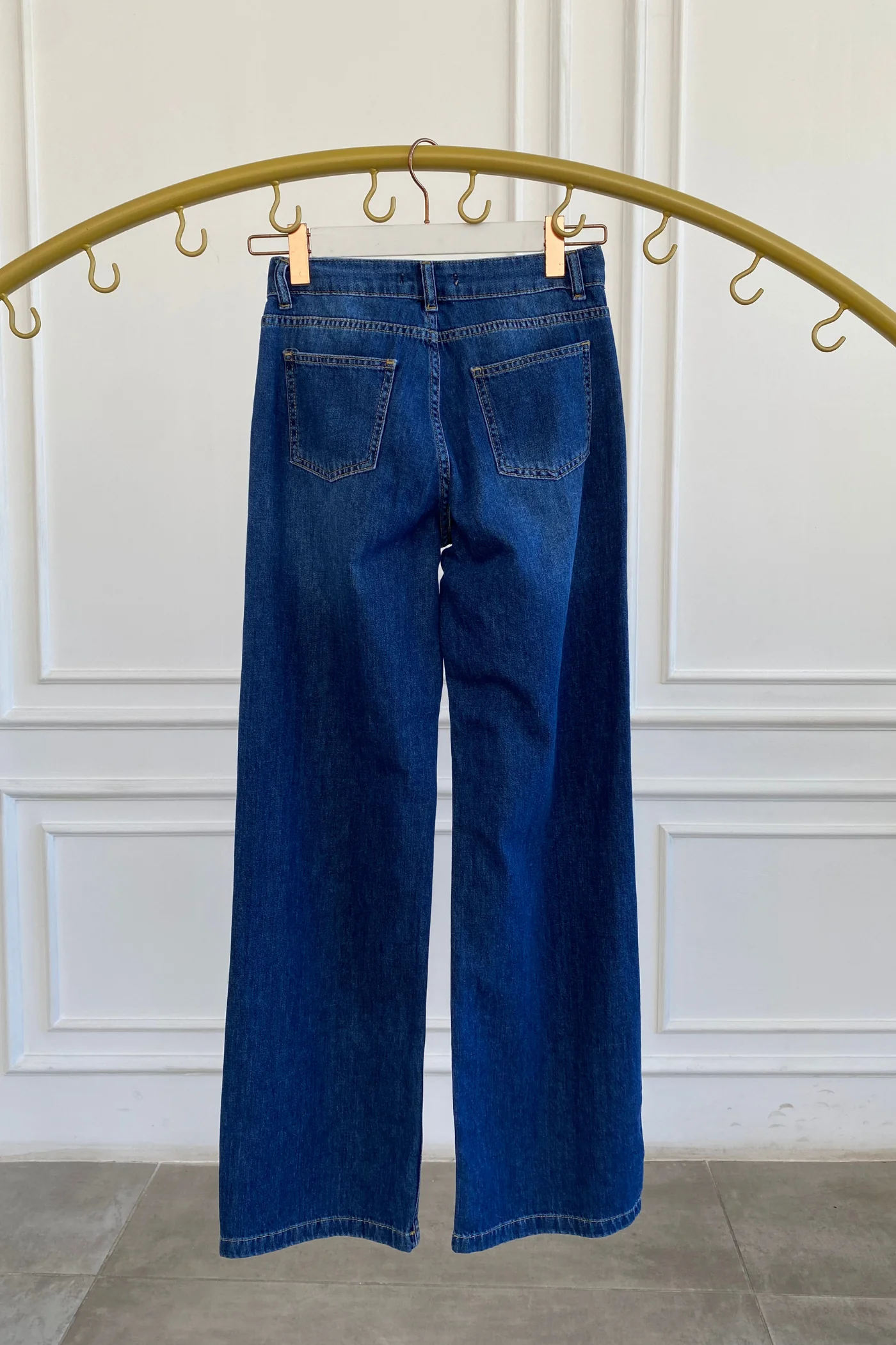 Cebi Taş Detaylı Palazzo Kot Pantolon