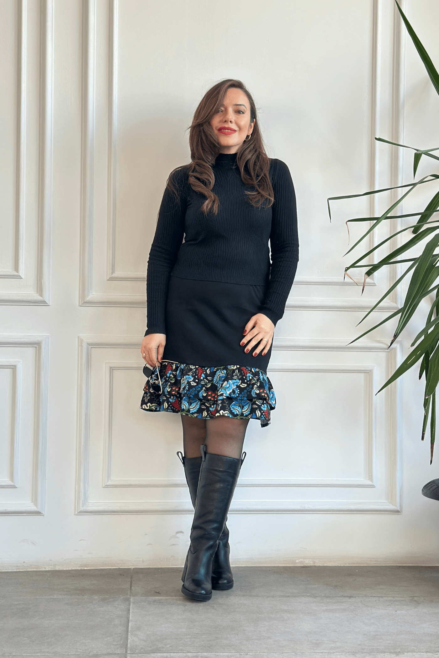 Etek Ucu Pazen Etek - SIYAH MAVI