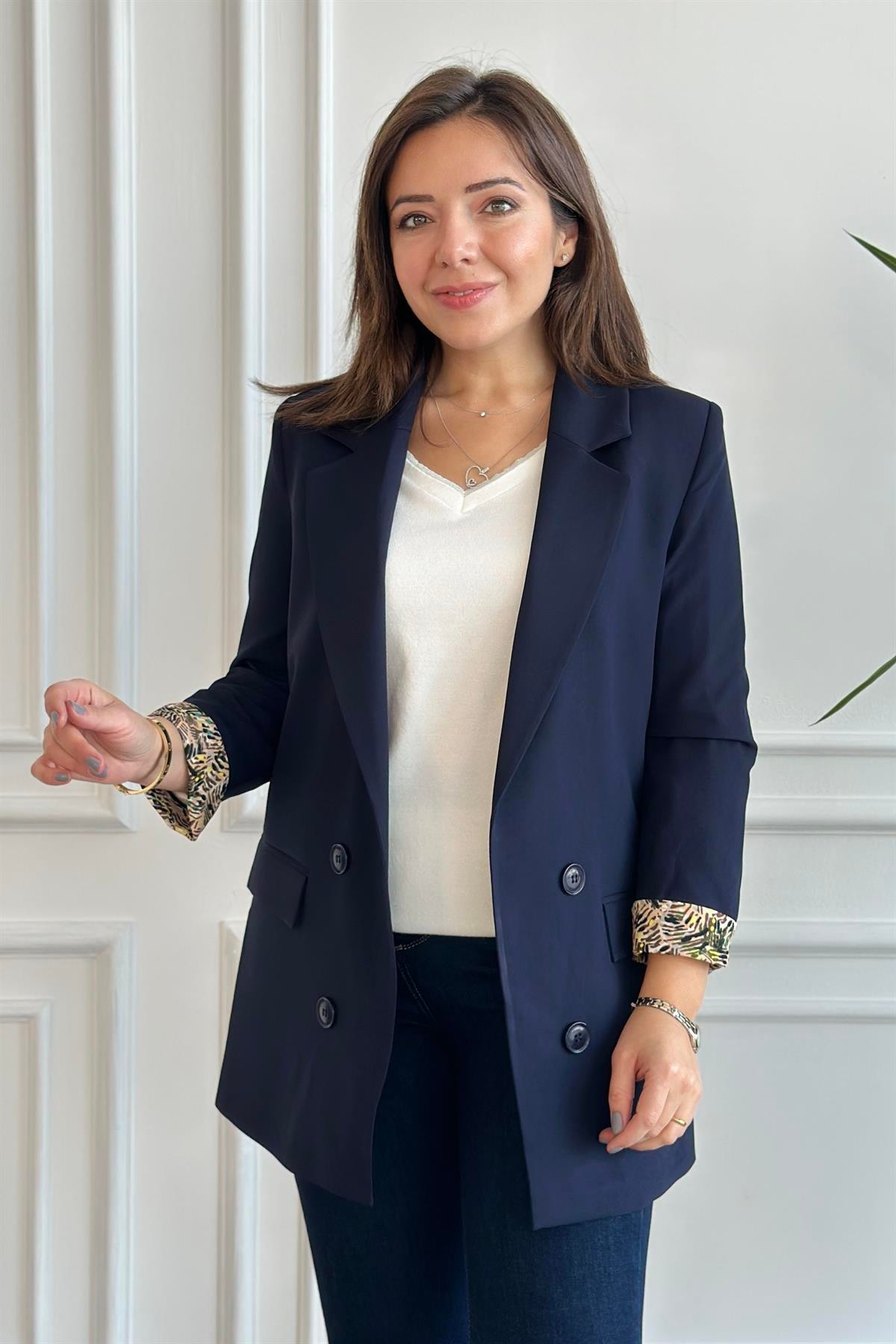 Manşetleri Ve Astarı Karışık Renkli Blazer Ceket