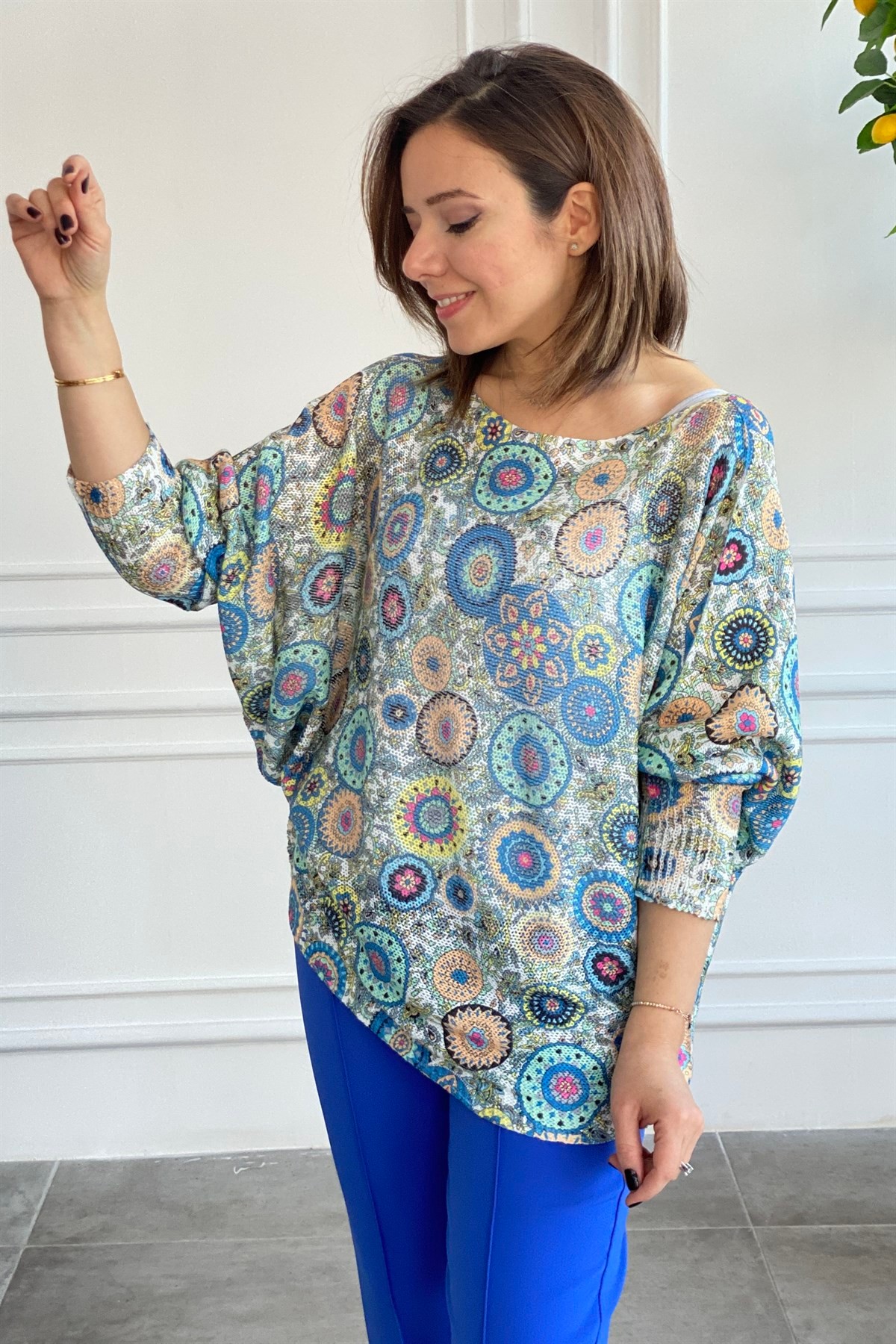 Mandala Desenli Merserize Triko