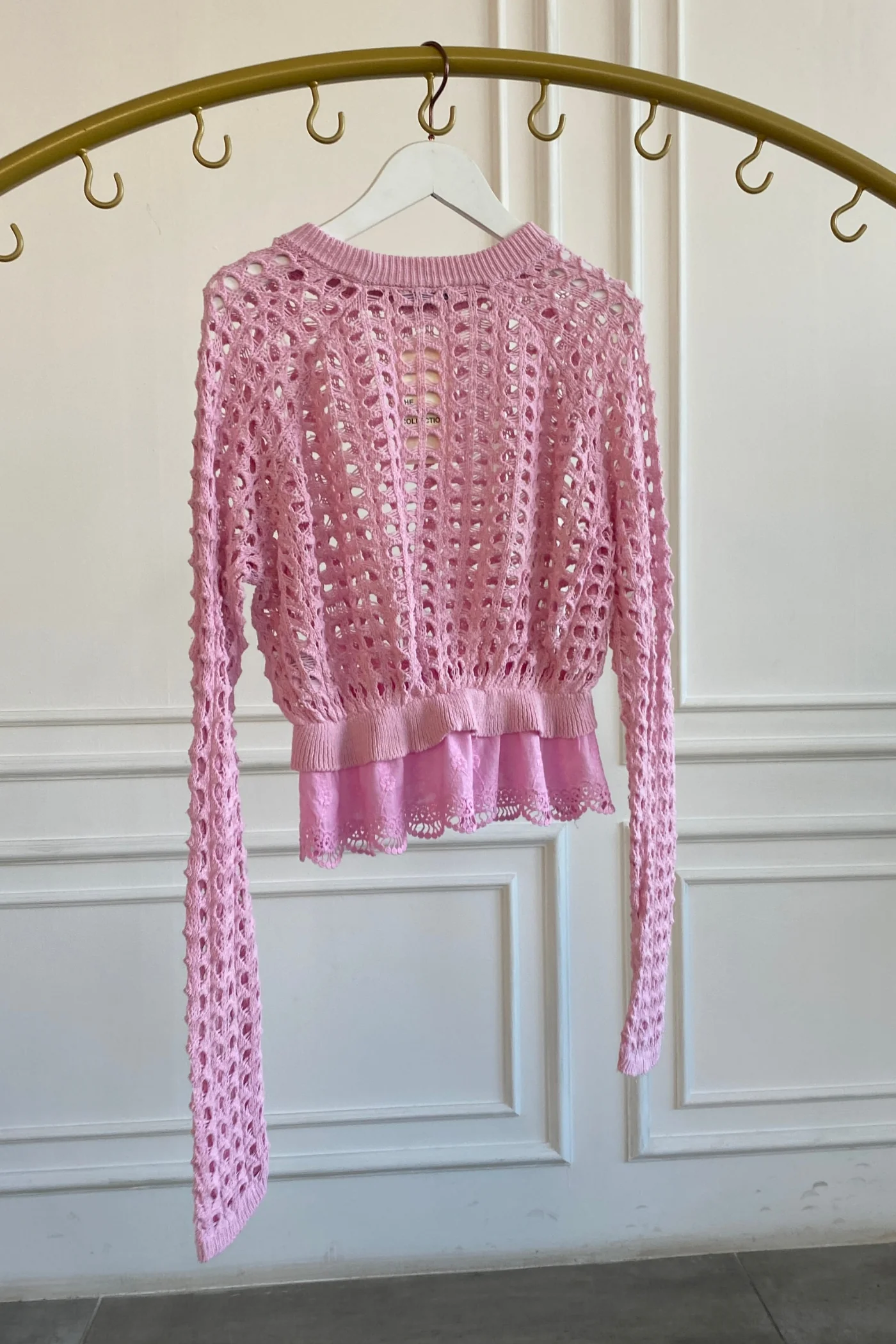 Brode Detaylı Triko  - PEMBE