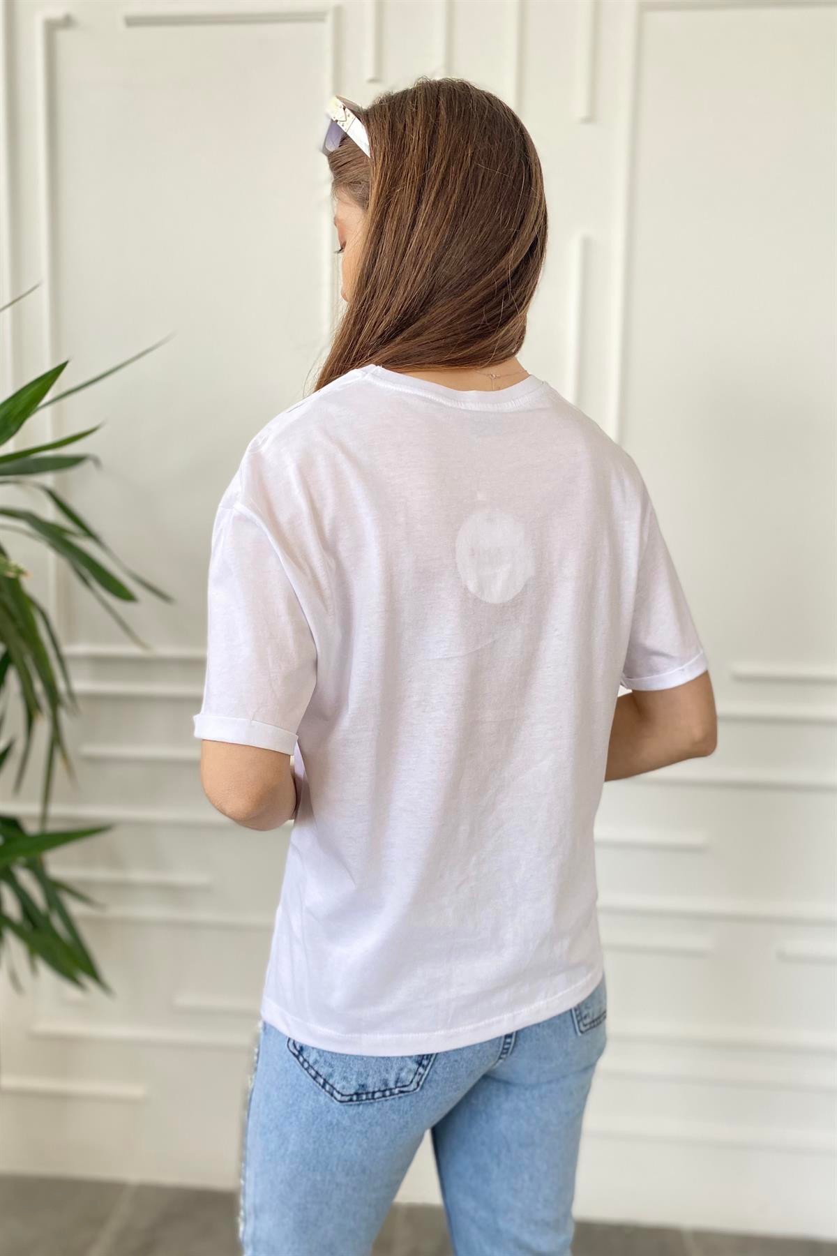Kuş Baskılı T-Shirt