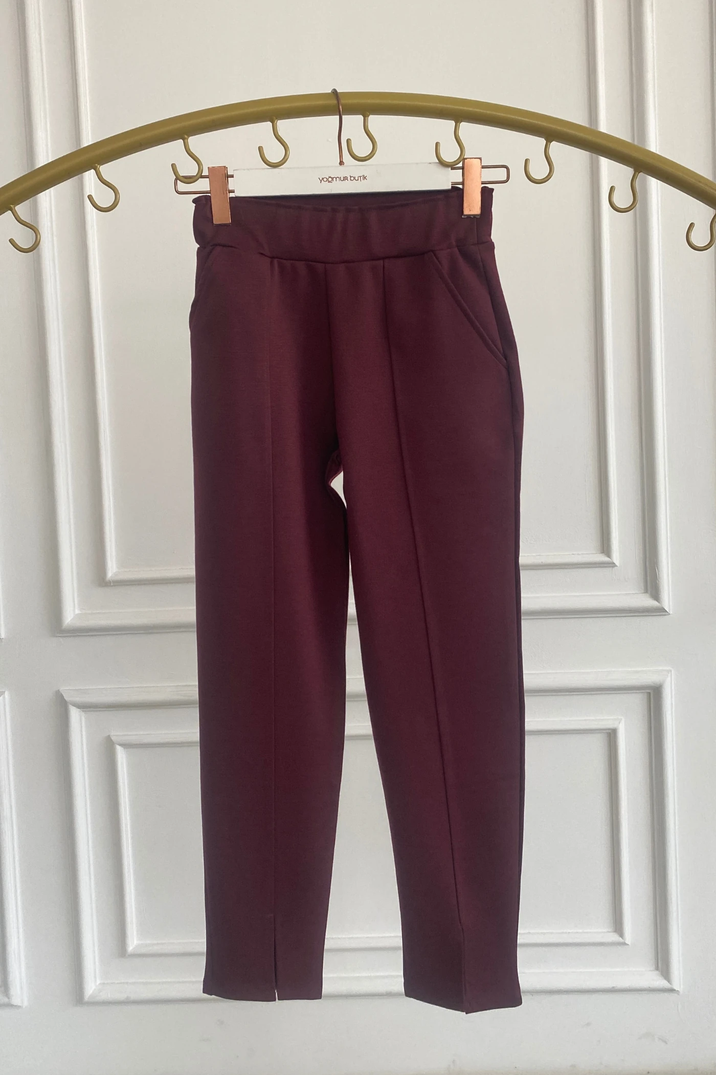 Yandan Cepli Paça Yırtmaç Detaylı Çelik Örme Tayt Pantolon