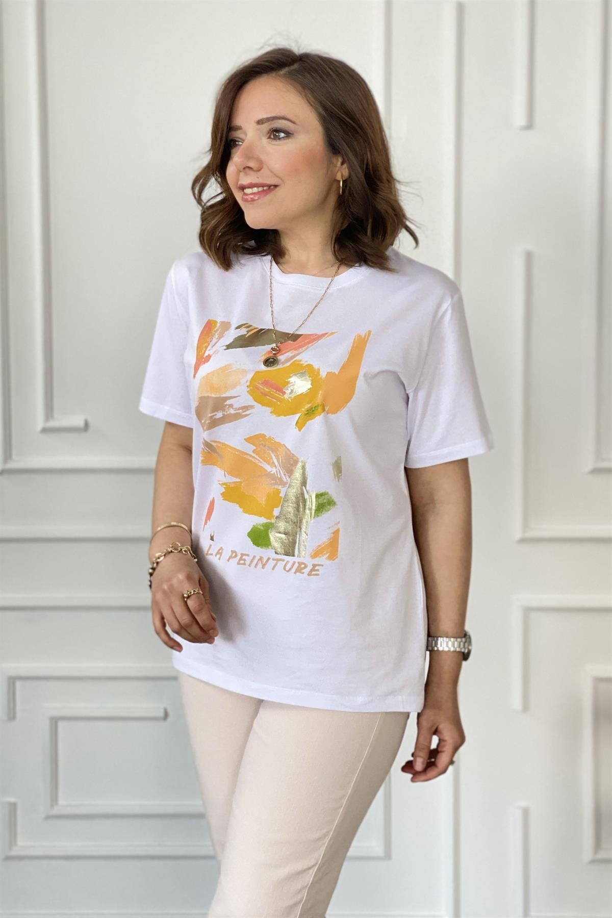 Önü Orange Baskılı T-Shirt