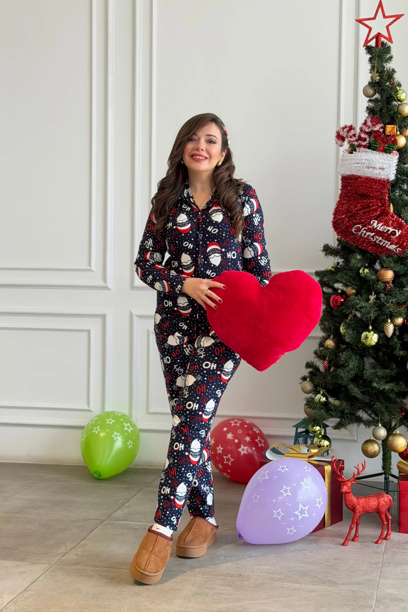 Şapka Desenli Pijama Takımı