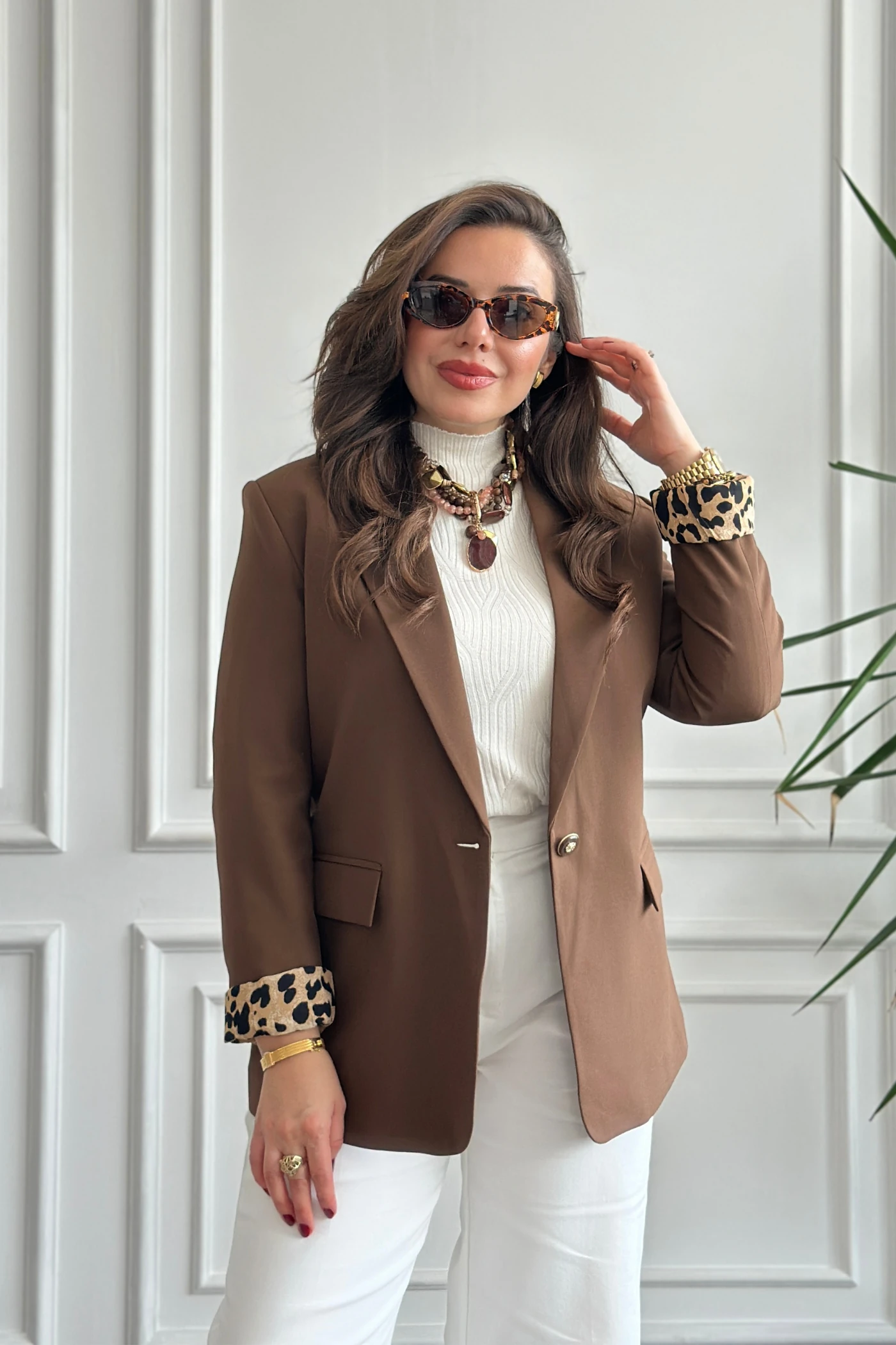 Leopar Garnili Blazer Ceket