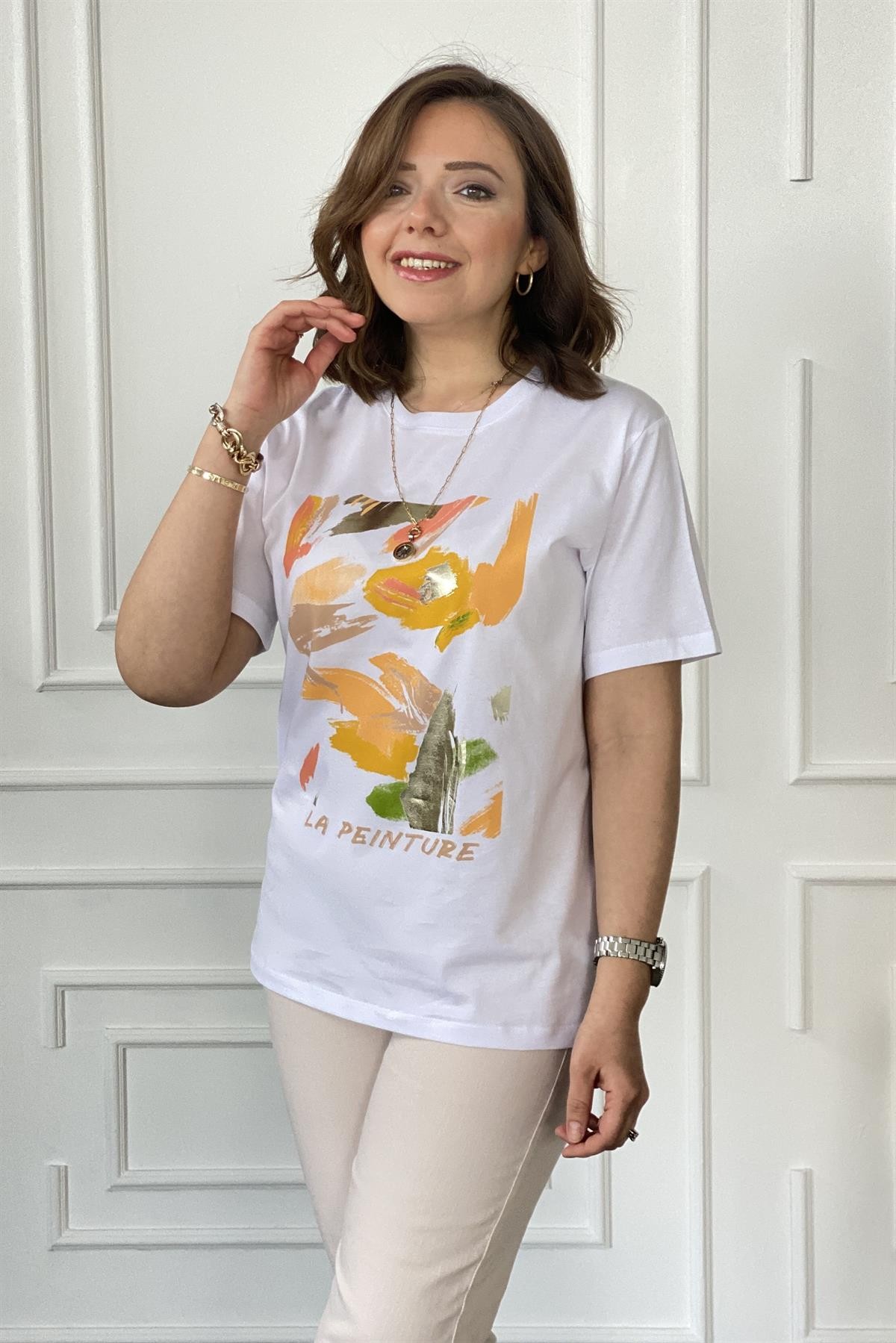 Önü Orange Baskılı T-Shirt