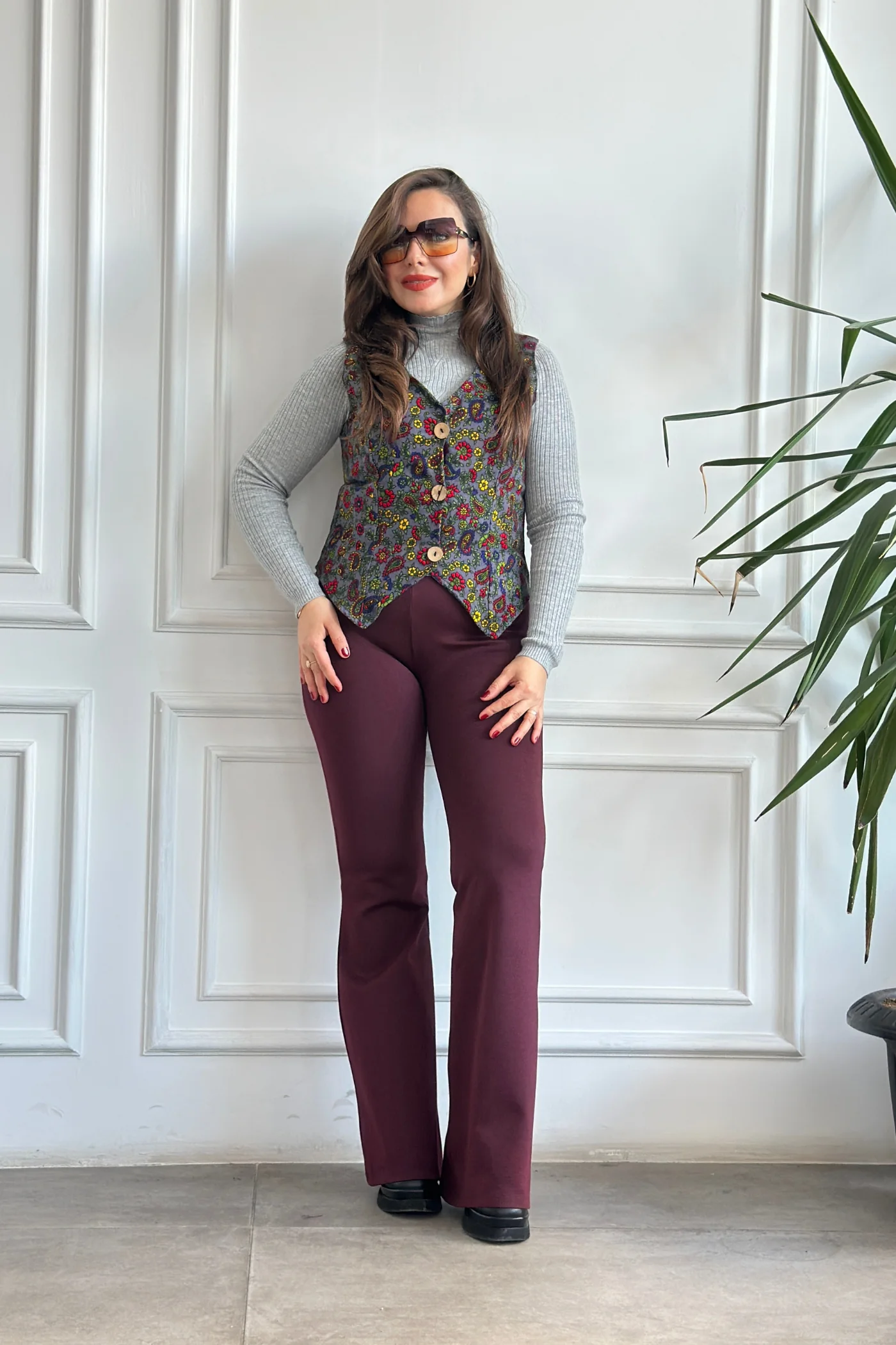 Desenli Pazen Yelek - ANTRASIT