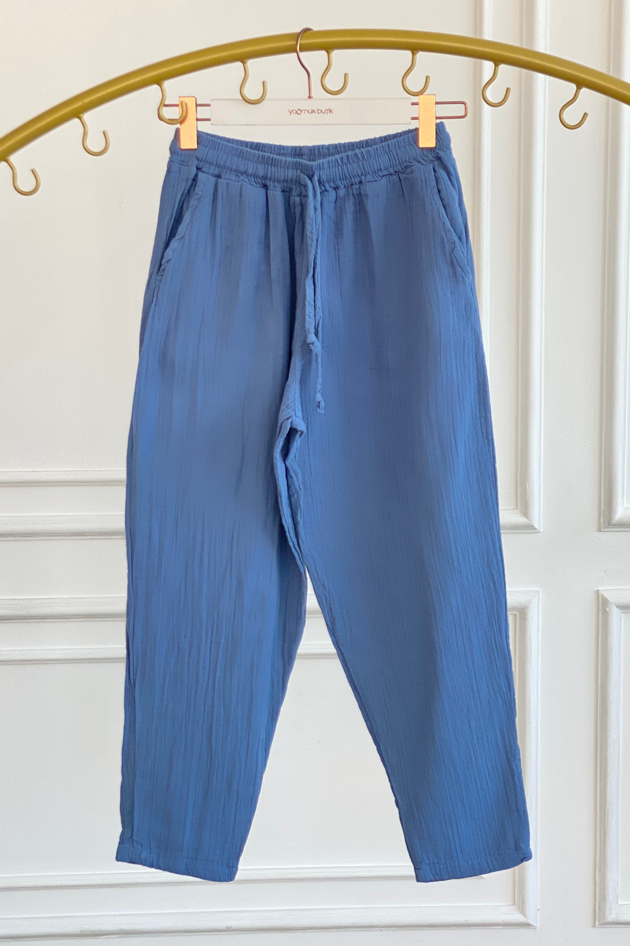 Havuç Paça Müslin Pantolon - INDIGO