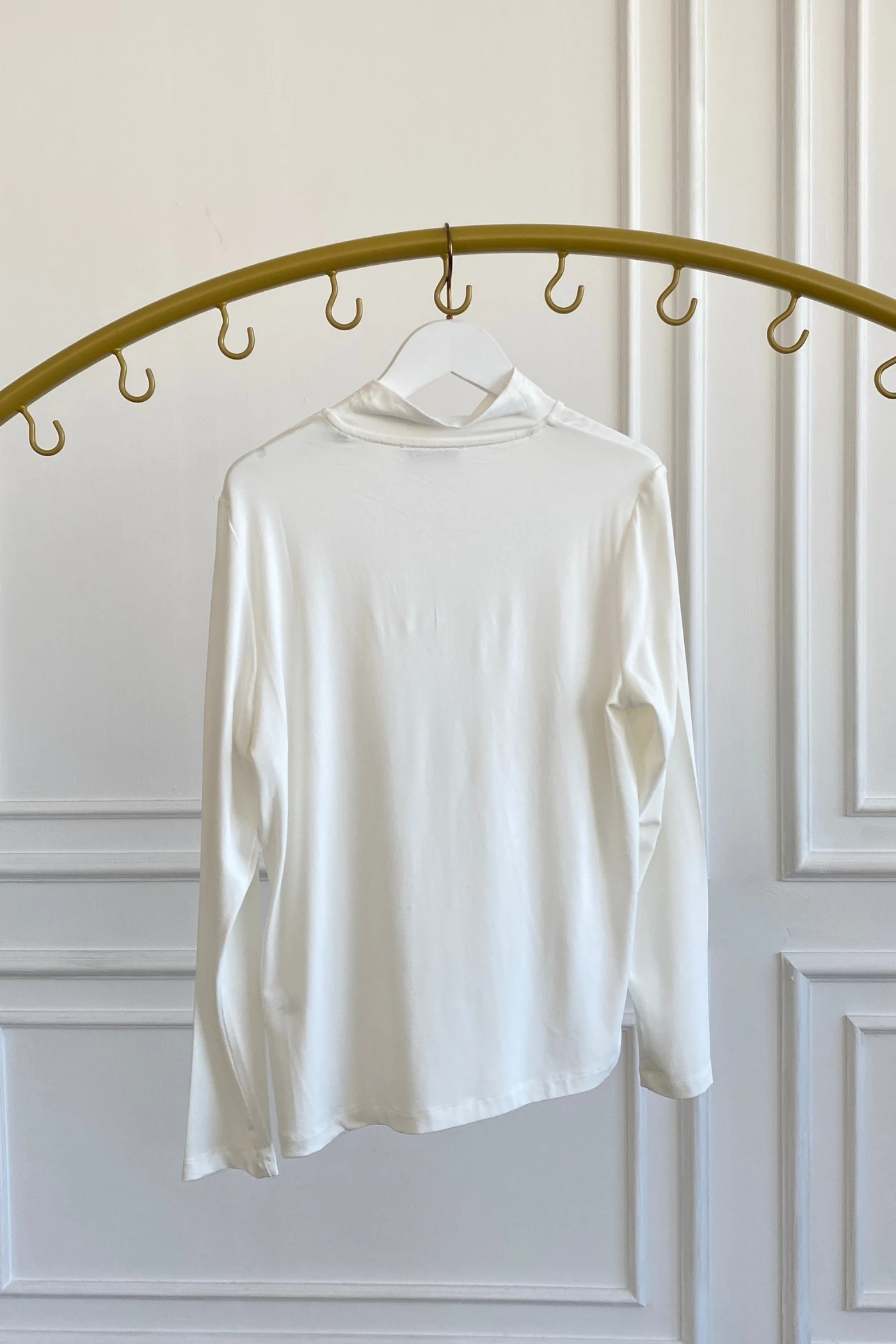 Yarım Balıkçı Penye Bluz - BEYAZ