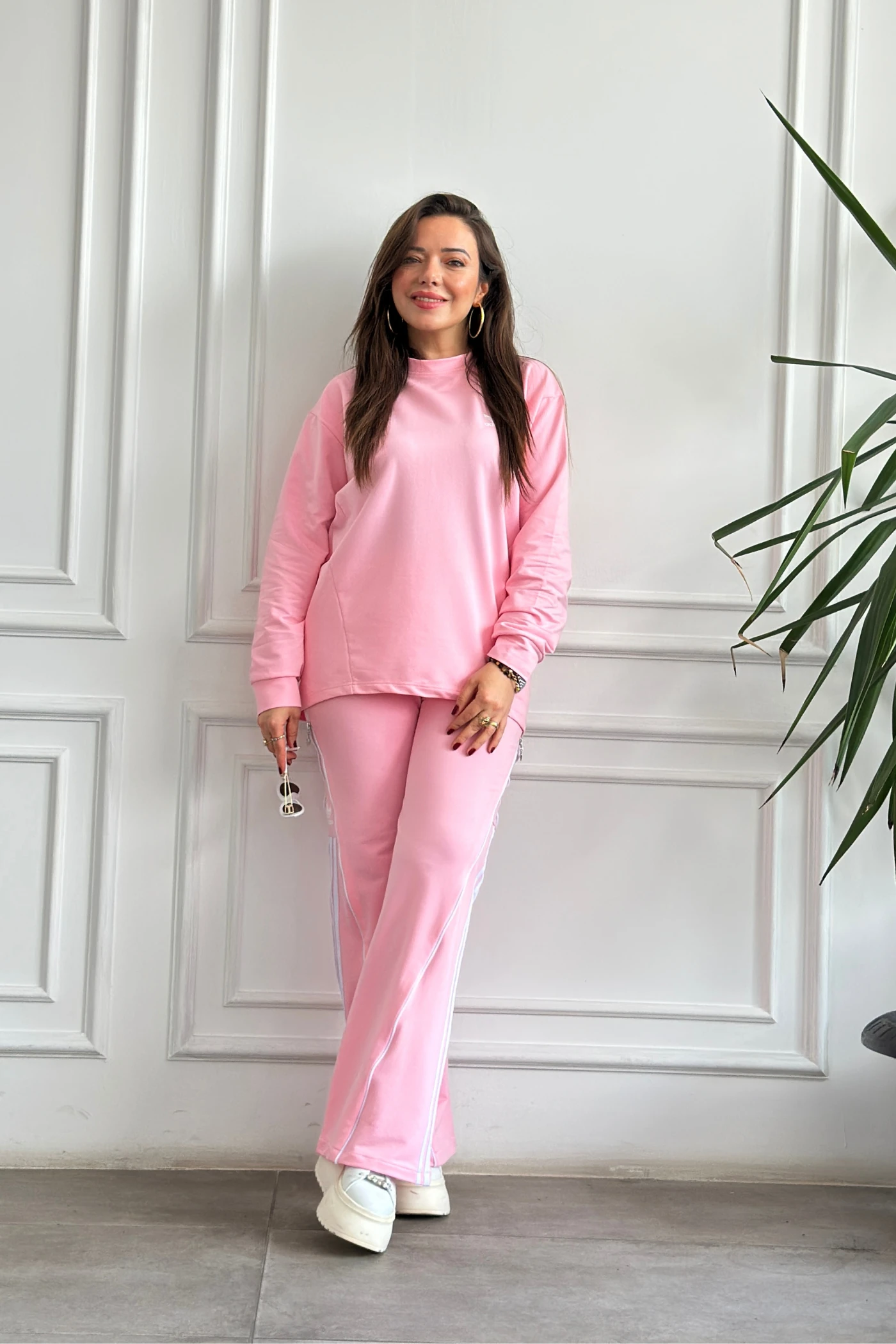 Arkası Ve Paçası Fermuar Detaylı Eşofman Takımı - PEMBE