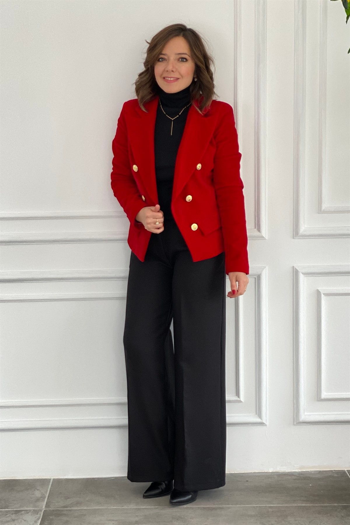 6 Düğmeli Kadife Blazer Ceket