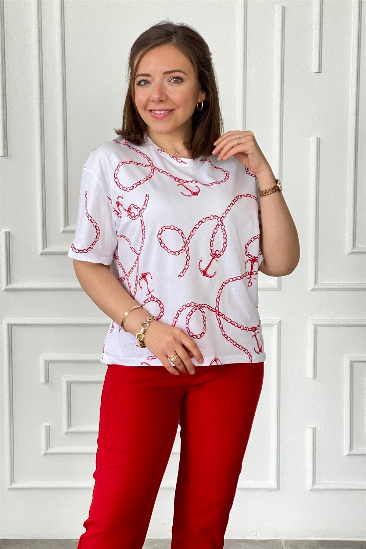 Çapa Desenli T-Shirt