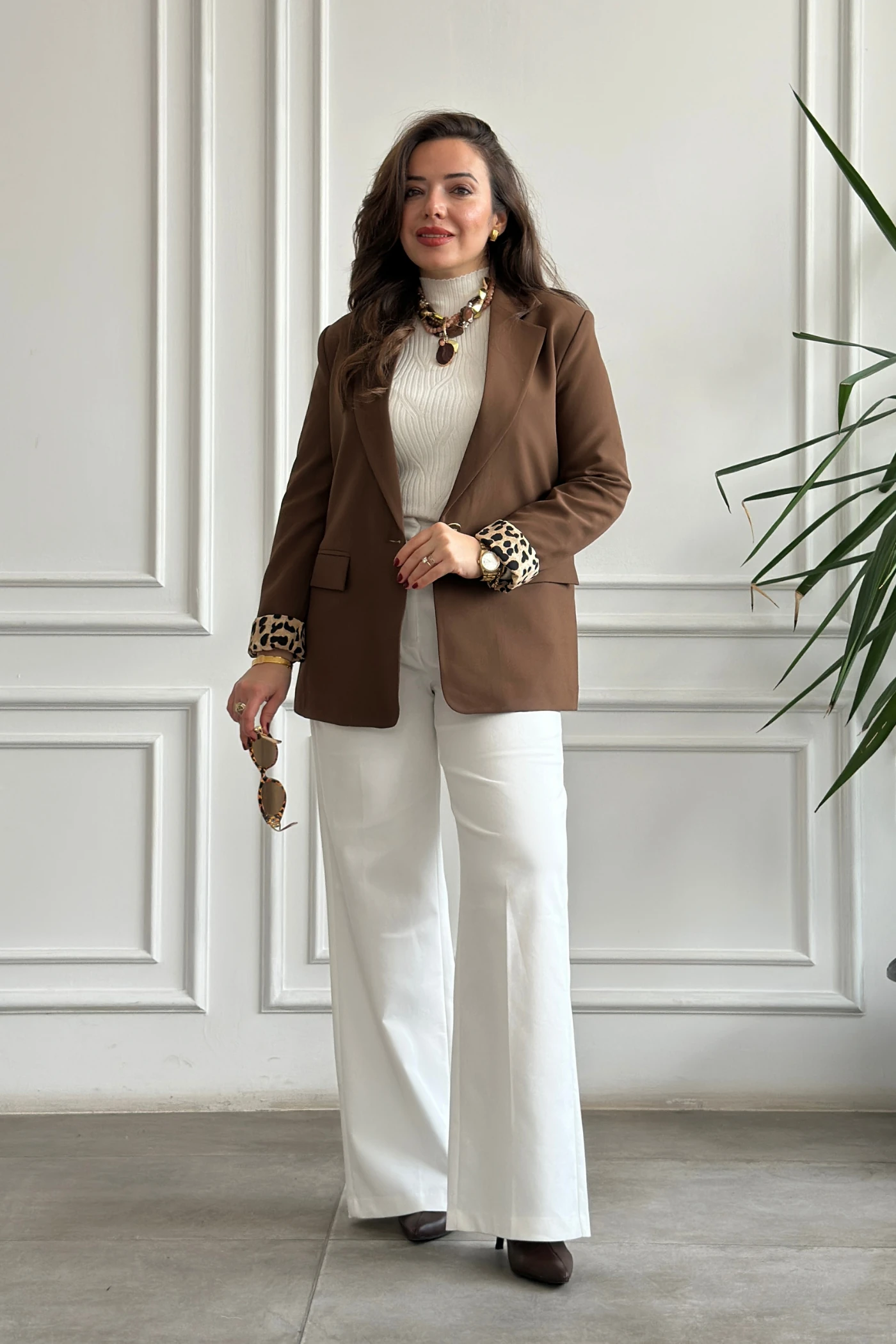 Leopar Garnili Blazer Ceket
