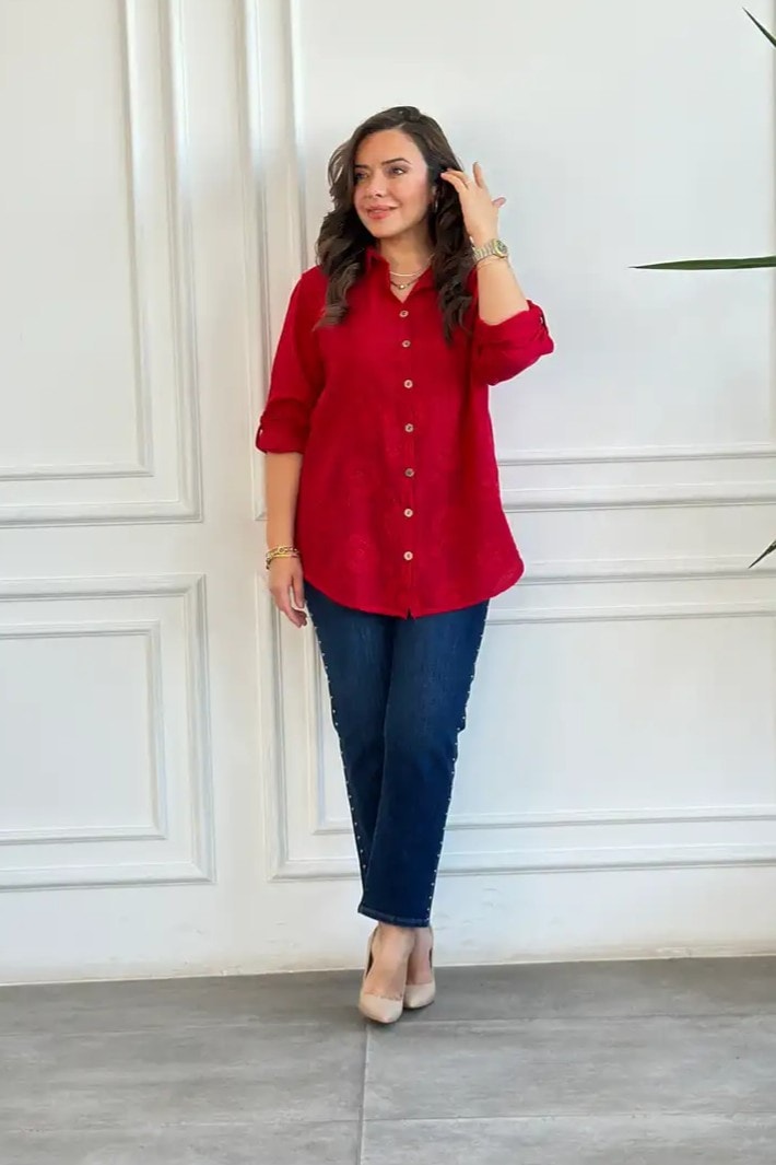 Cep Ve Yanları Drop Taş Detaylı Mom Jean