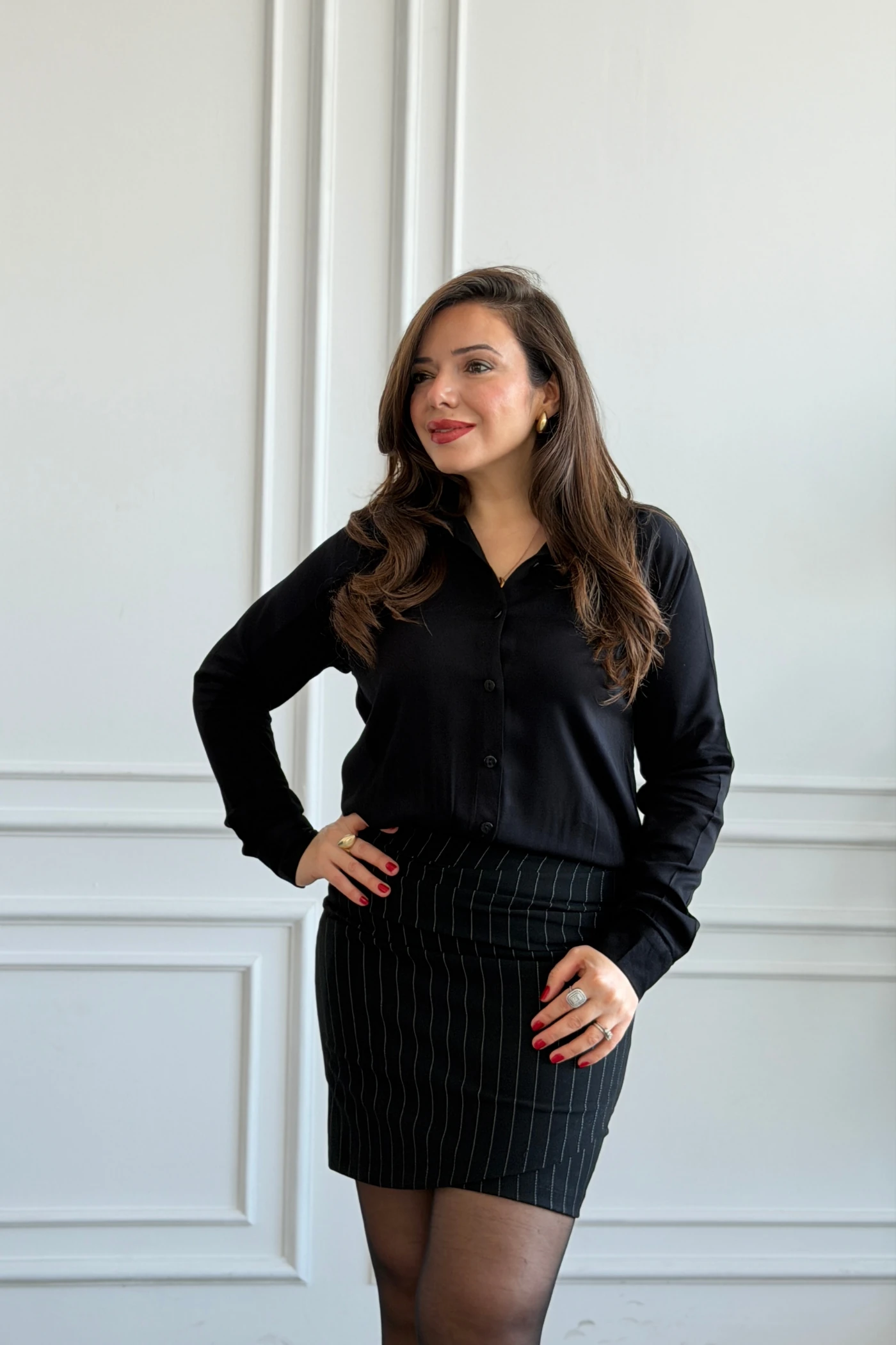 Gömlek Detaylı Scuba Elbise