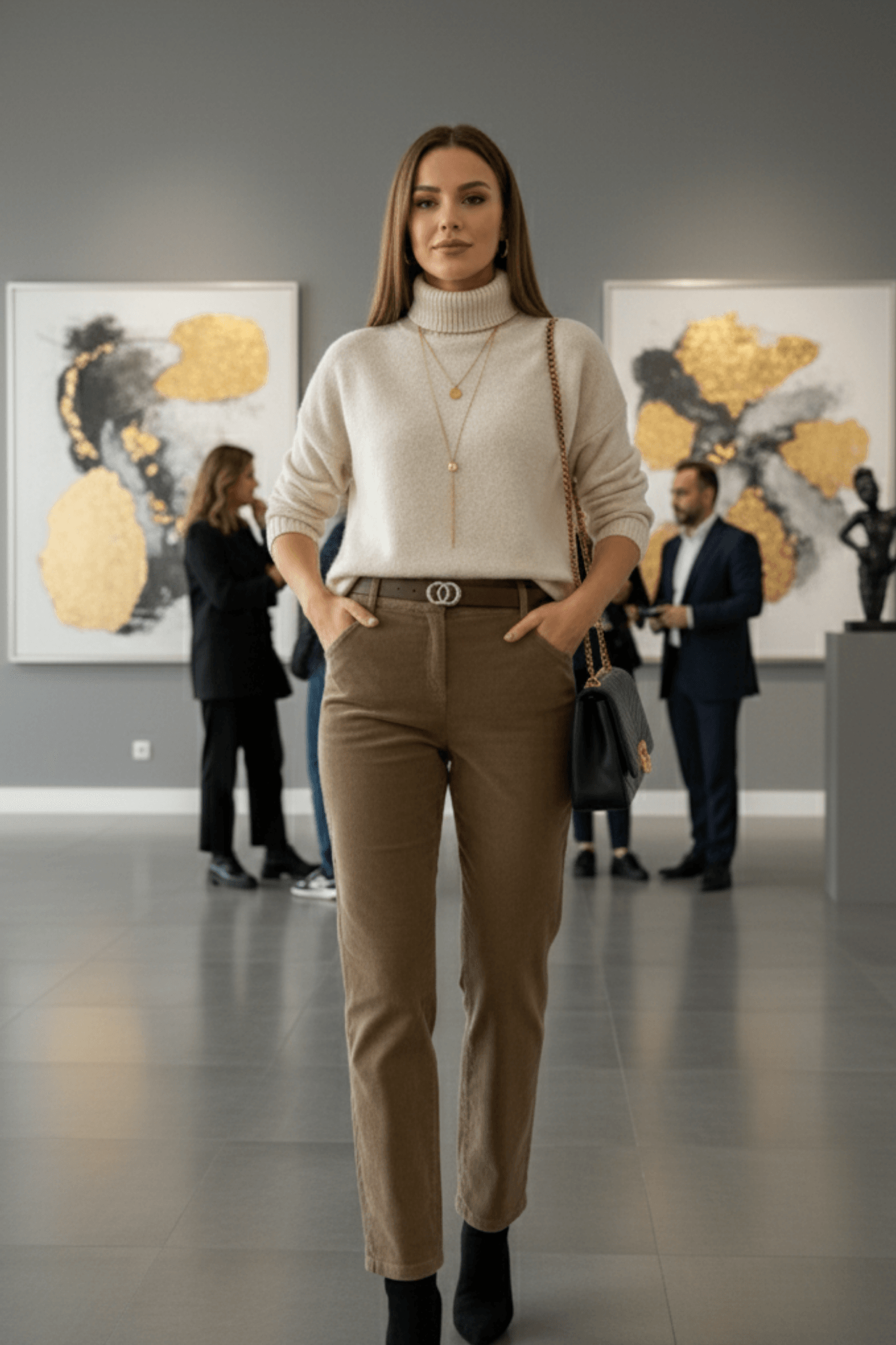 Kemerli Kadife Pantolon