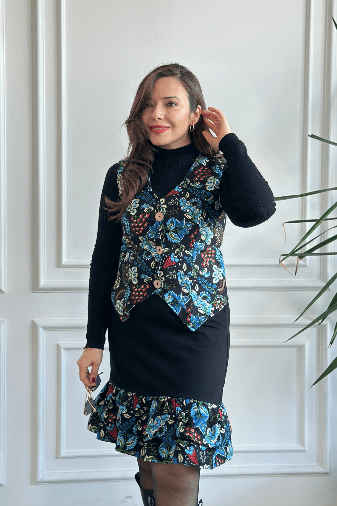 Etek Ucu Pazen Etek - SIYAH MAVI