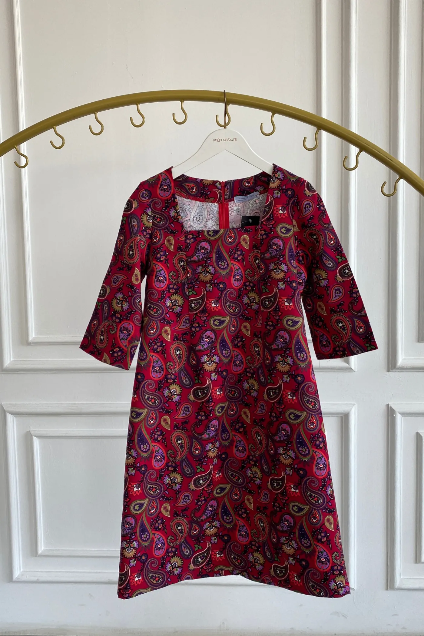 Kare Yaka Pazen Elbise - FUSYA MOR