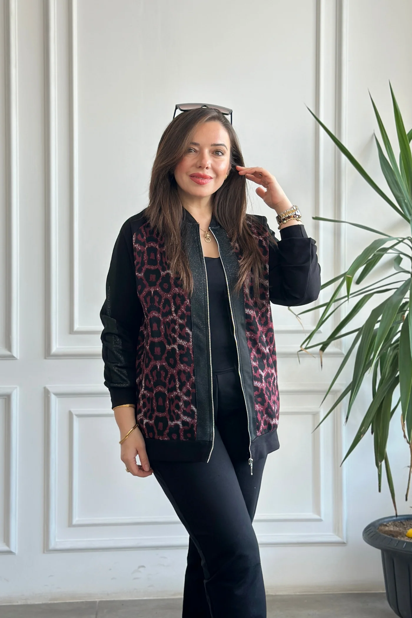 Leopar Detaylı Fermuarlı Eşofman Takımı  - MURDUM