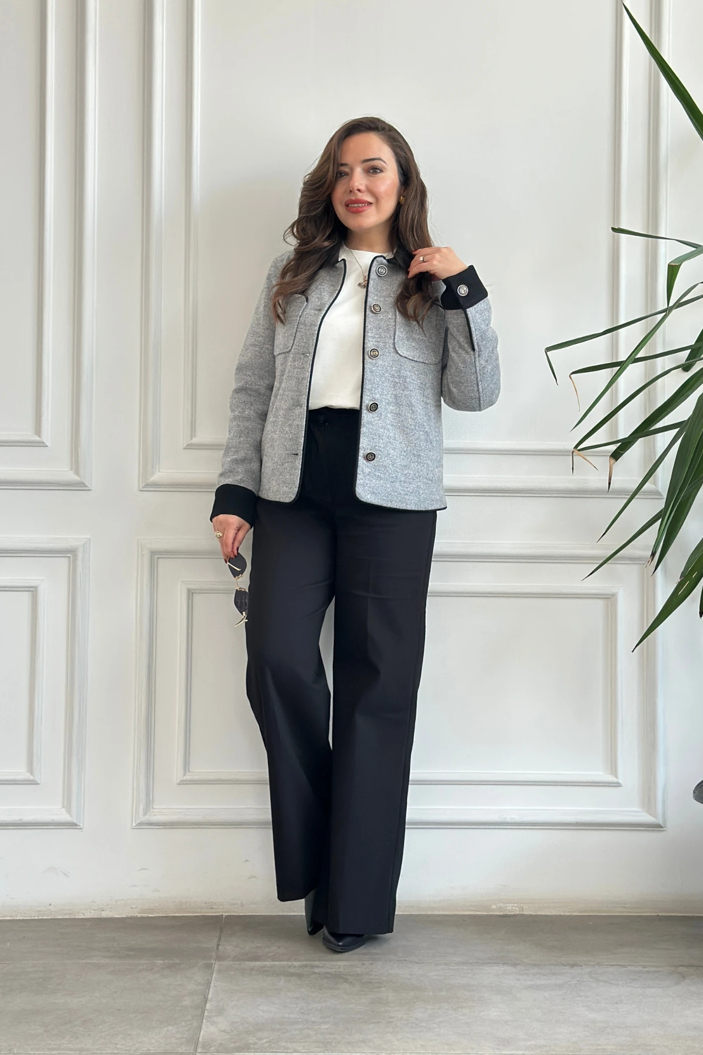 Dört Cepli Düğmeli Kaşe Ceket