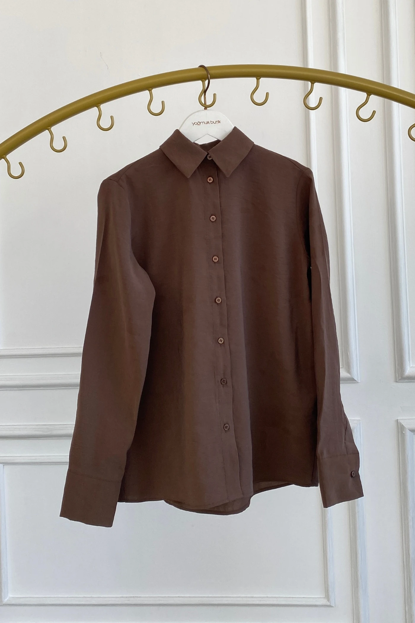 Modal Düz Gömlek - KAHVERENGI