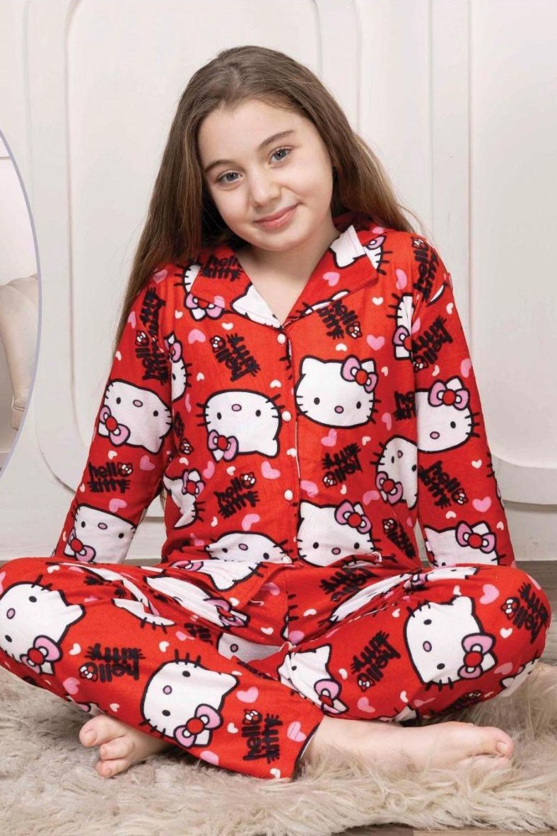 Hello Kitty Anne - Kız Pijama Takımı Çocuk - KIRMIZI