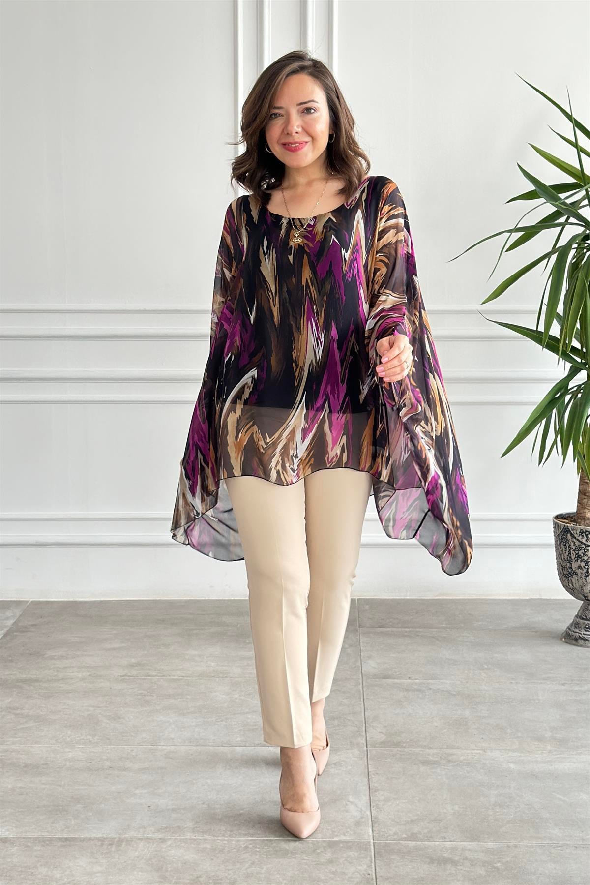 Batik Desenli İç Atletli Bluz